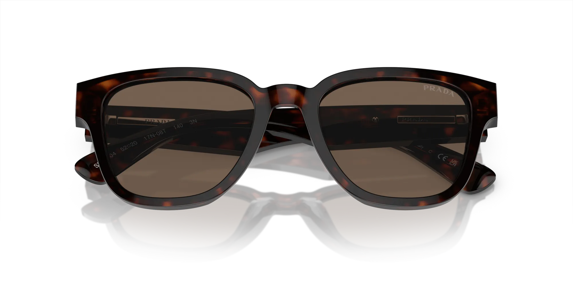 Prada PR A04S 17N08T Occhiali da sole Acetato Tartaruga Marrone Pillow Normale Antiriflesso - immagine 2