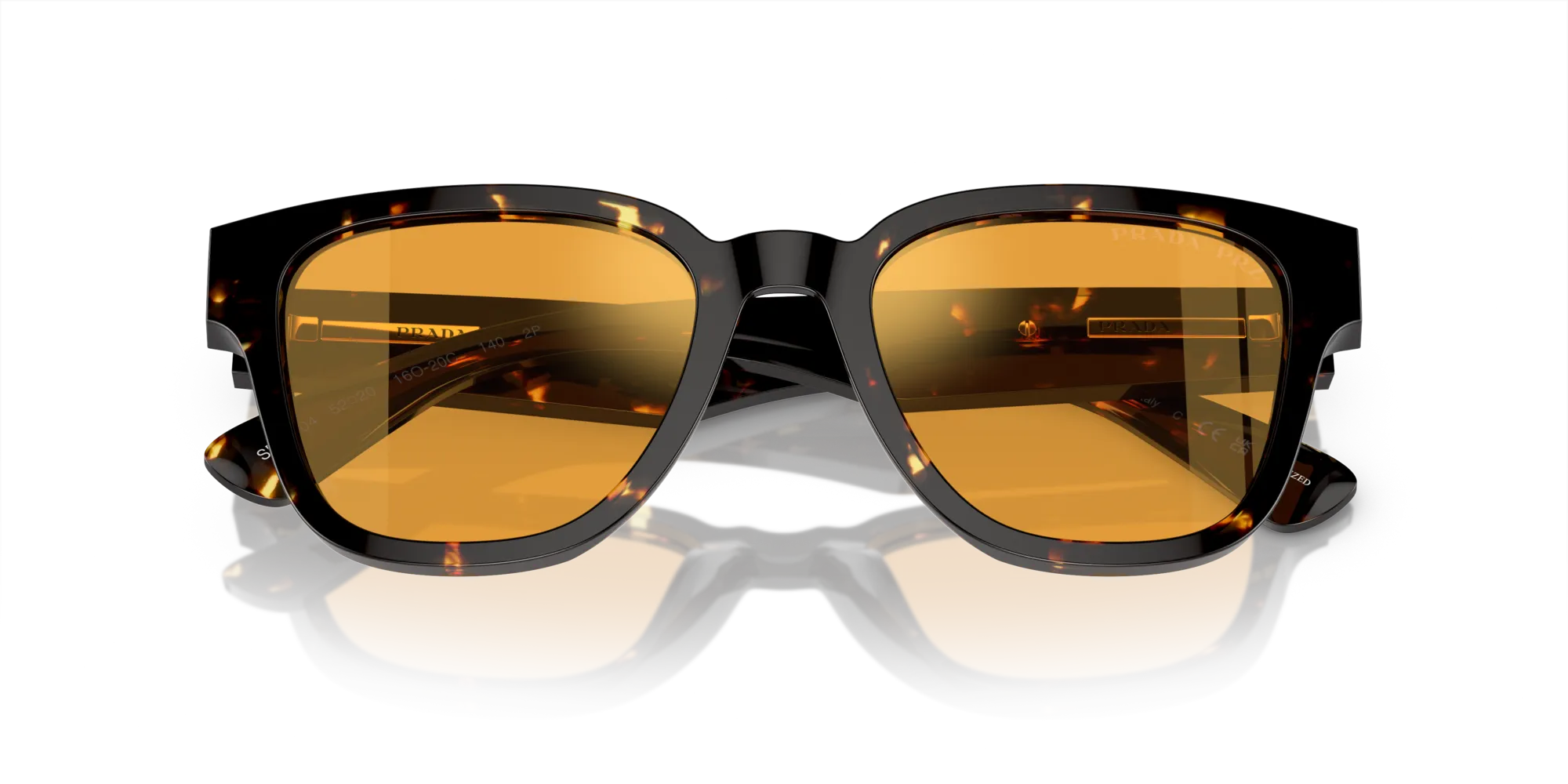 Prada PR A04S 16O20C Occhiali da sole Acetato Marrone Giallo Pillow Polarizzata Antiriflesso - immagine 2