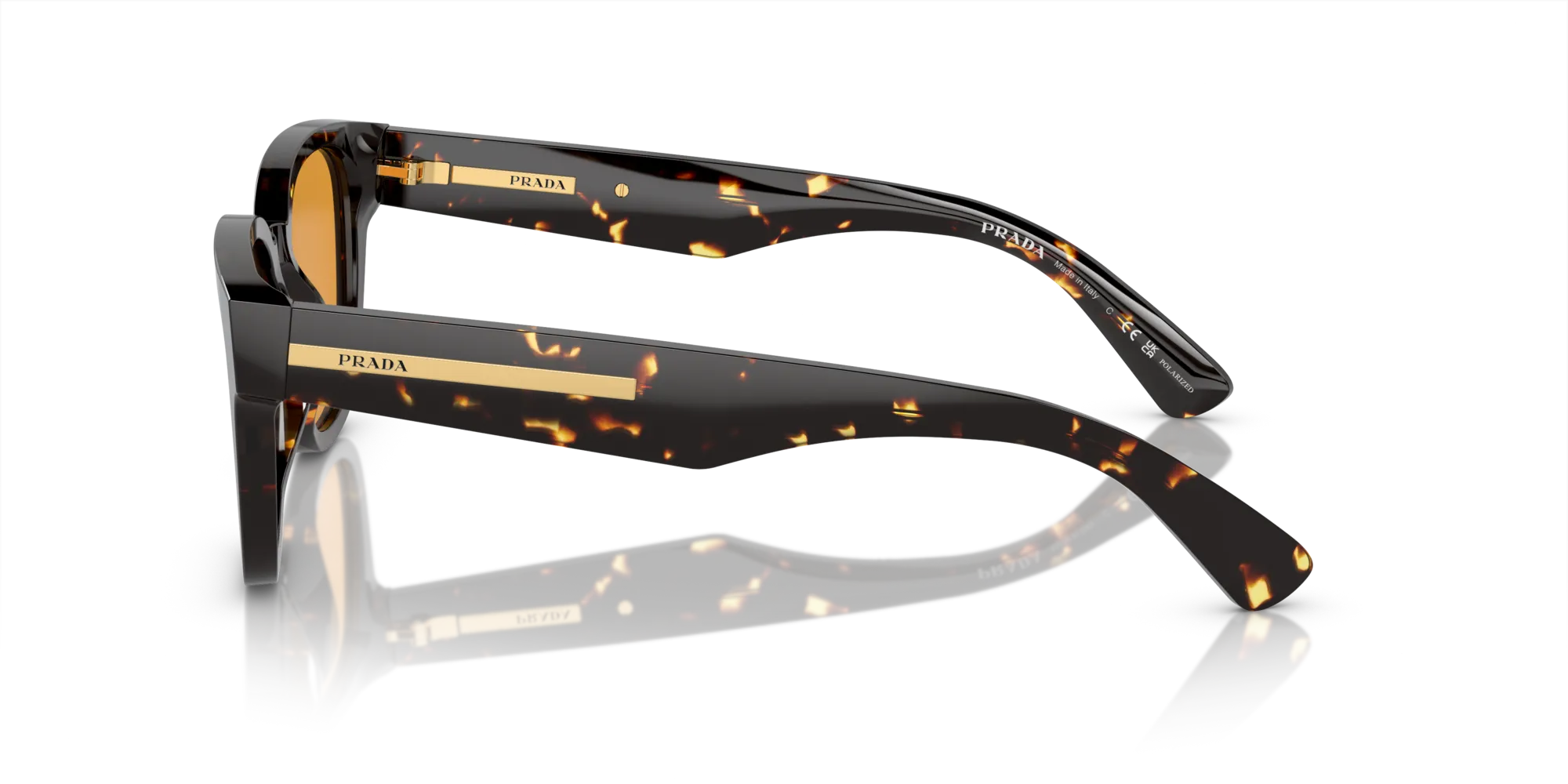 Prada PR A04S 16O20C Occhiali da sole Acetato Marrone Giallo Pillow Polarizzata Antiriflesso - immagine 4