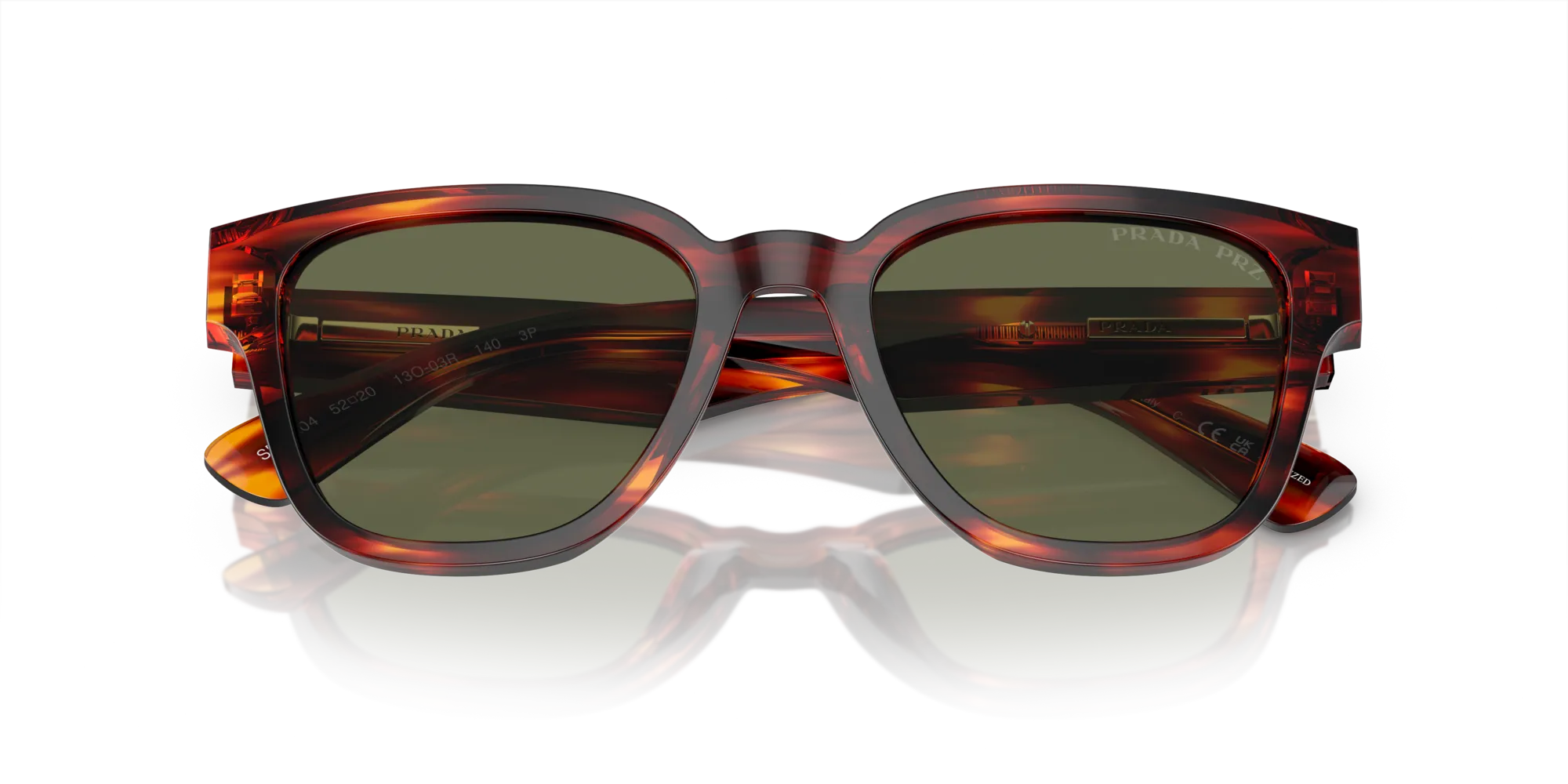 Prada PR A04S 13O03R Occhiali da sole Acetato Rosso Verde Pillow Polarizzata Antiriflesso - immagine 2