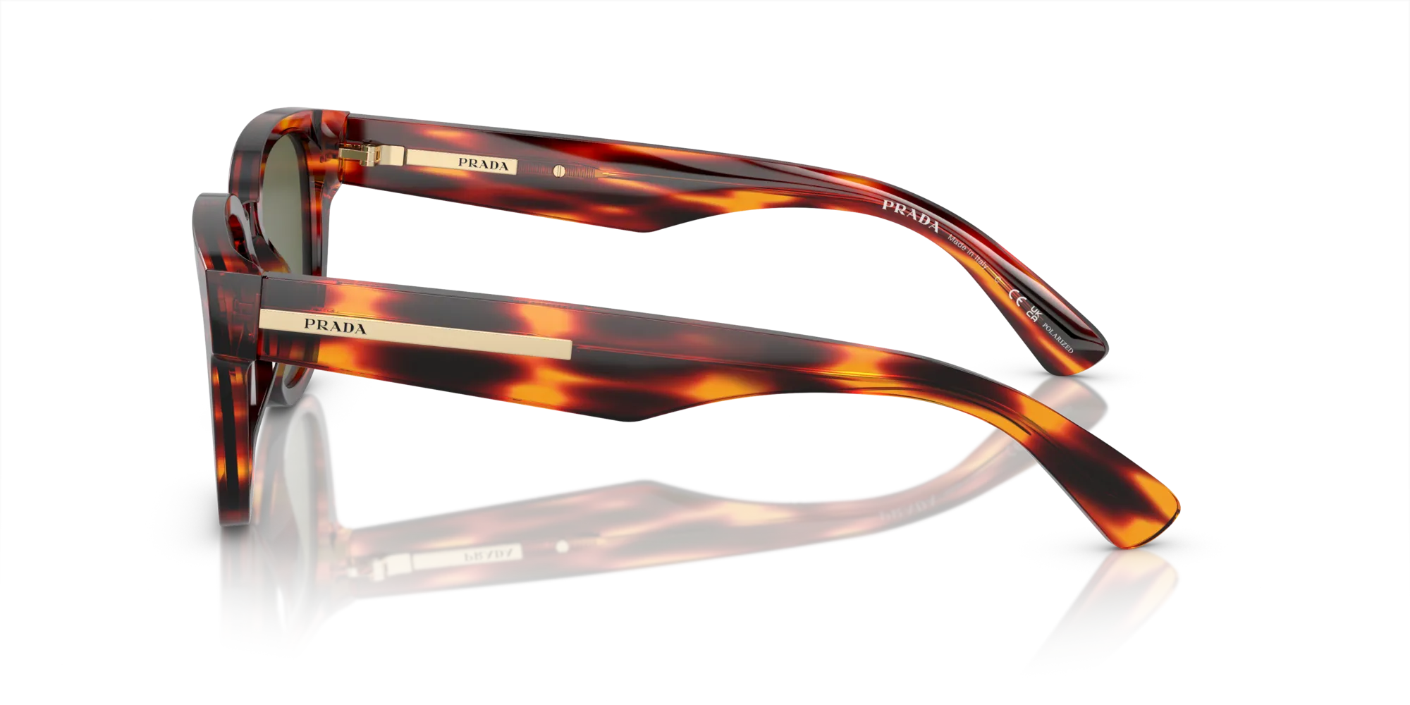 Prada PR A04S 13O03R Occhiali da sole Acetato Rosso Verde Pillow Polarizzata Antiriflesso - immagine 4