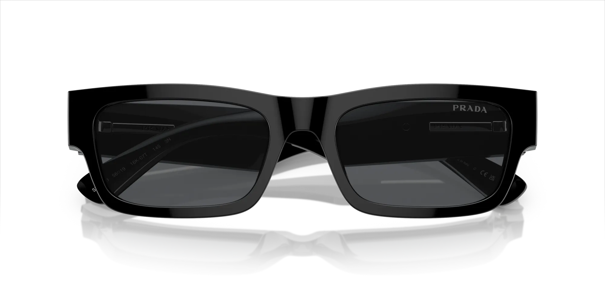 Prada PR A03S 16K07T Occhiali da sole Acetato Nero Blu Squadrata Normale - immagine 2
