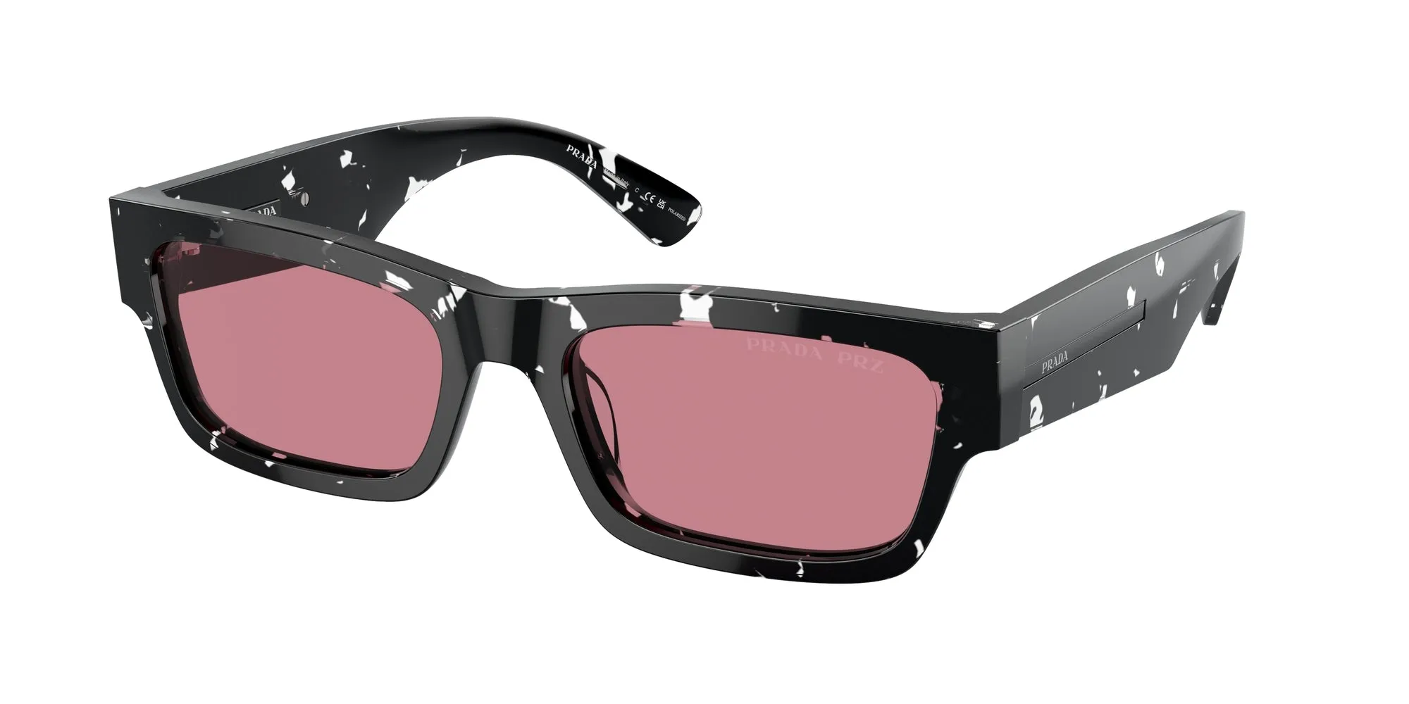 Prada PR A03S 15O70C Occhiali da sole Acetato Marrone Rosso Squadrata Polarizzata - immagine 1