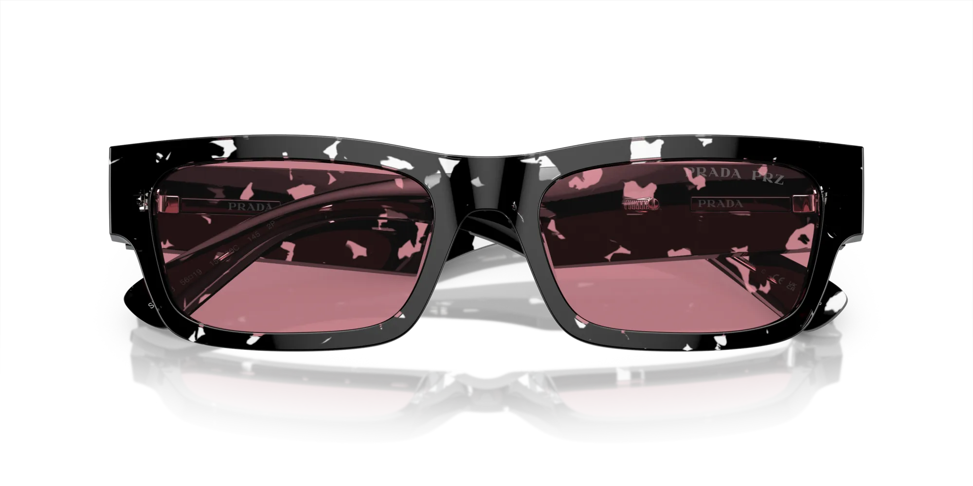 Prada PR A03S 15O70C Occhiali da sole Acetato Marrone Rosso Squadrata Polarizzata - immagine 2