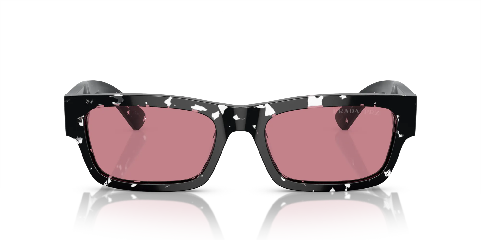Prada PR A03S 15O70C Occhiali da sole Acetato Marrone Rosso Squadrata Polarizzata - immagine 3