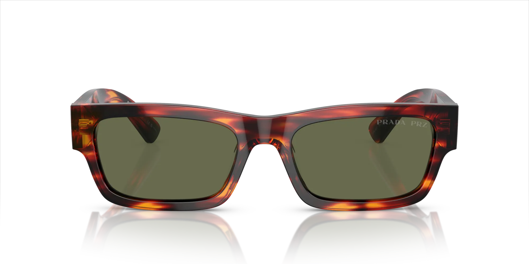Prada PR A03S 13O03R Occhiali da sole Acetato Marrone Verde Squadrata Polarizzata - immagine 3