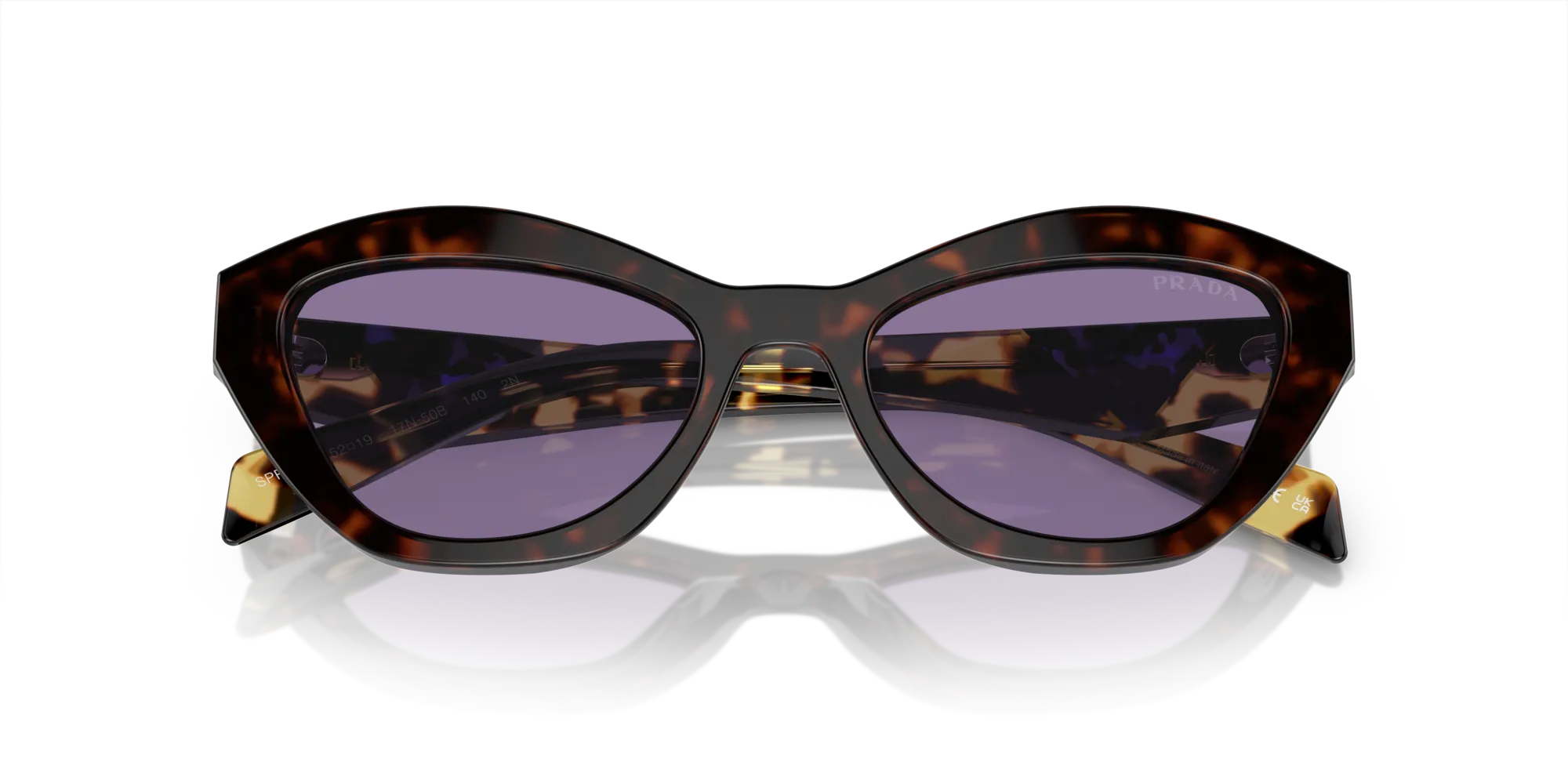 Prada PR A02S 17N50B Occhiali da sole Acetato Tartaruga Viola Farfalla Normale Specchiato - immagine 2