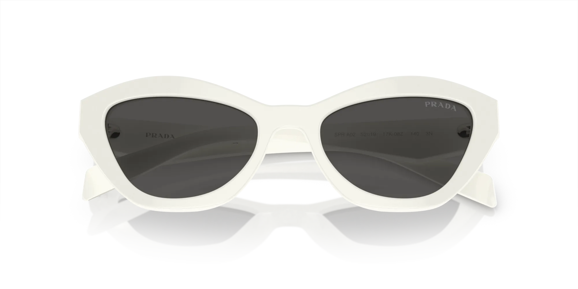 Prada PR A02S 17K08Z Occhiali da sole Acetato Bianco Grigio Farfalla Normale - immagine 2