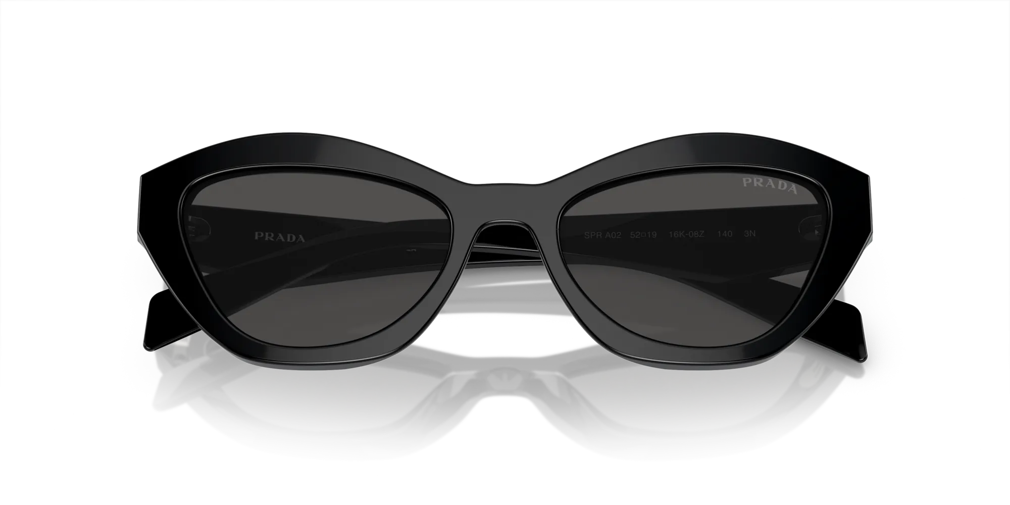 Prada PR A02S 16K08Z Occhiali da sole Acetato Nero Grigio Farfalla Normale - immagine 2