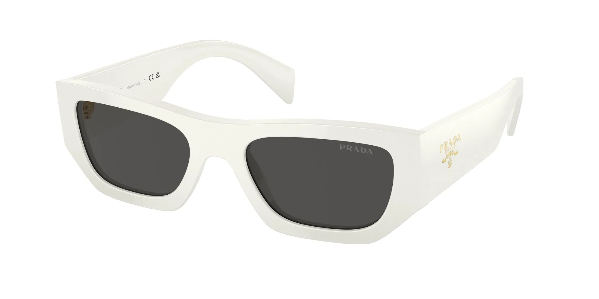 Prada PR A01S 17K08Z Occhiali da sole Acetato Bianco Grigio Pillow Normale - immagine 1