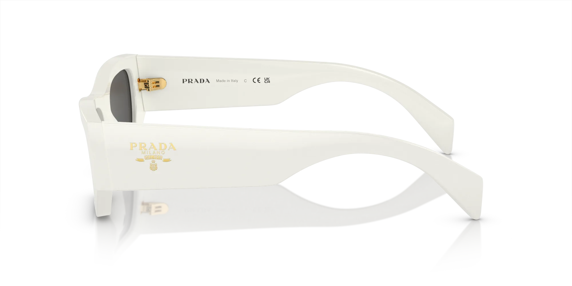 Prada PR A01S 17K08Z Occhiali da sole Acetato Bianco Grigio Pillow Normale - immagine 4