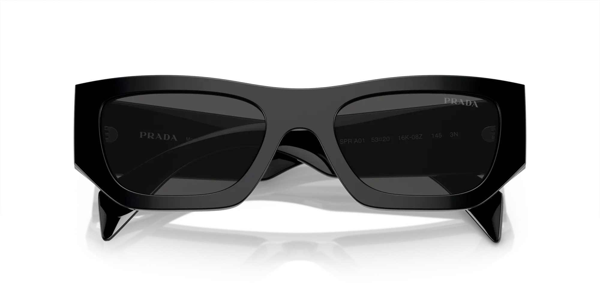 Prada PR A01S 16K08Z Occhiali da sole Acetato Nero Grigio Pillow Normale - immagine 2