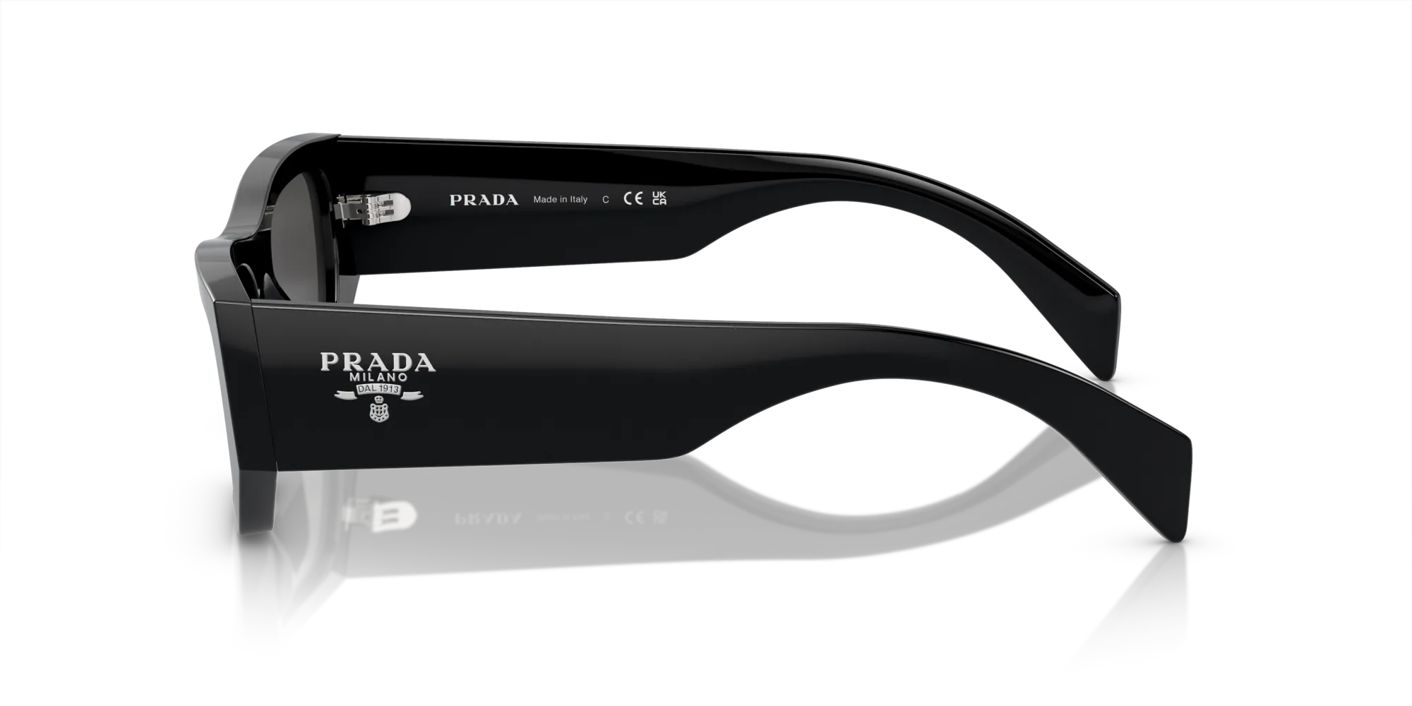 Prada PR A01S 16K08Z Occhiali da sole Acetato Nero Grigio Pillow Normale - immagine 4