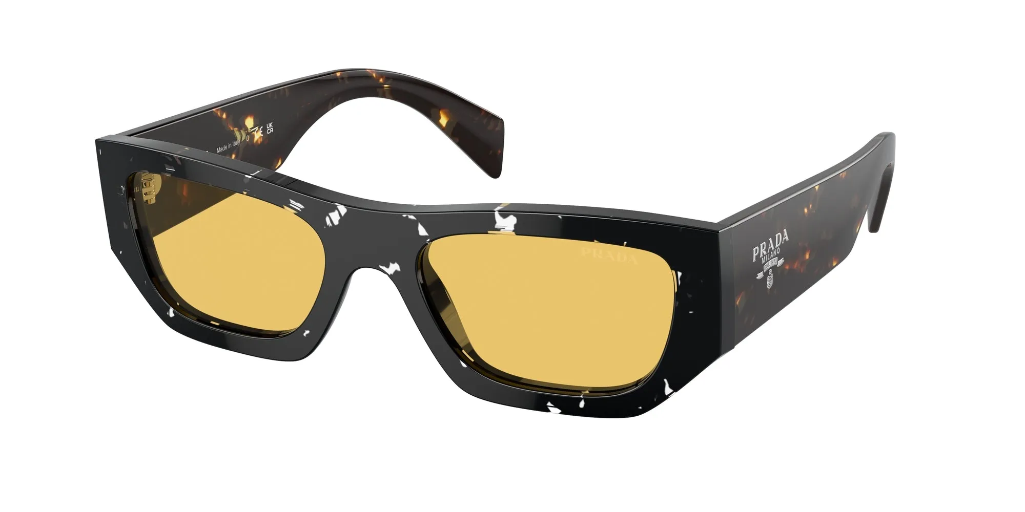 Prada PR A01S 15O10C Occhiali da sole Acetato Marrone Giallo Pillow Normale - immagine 1