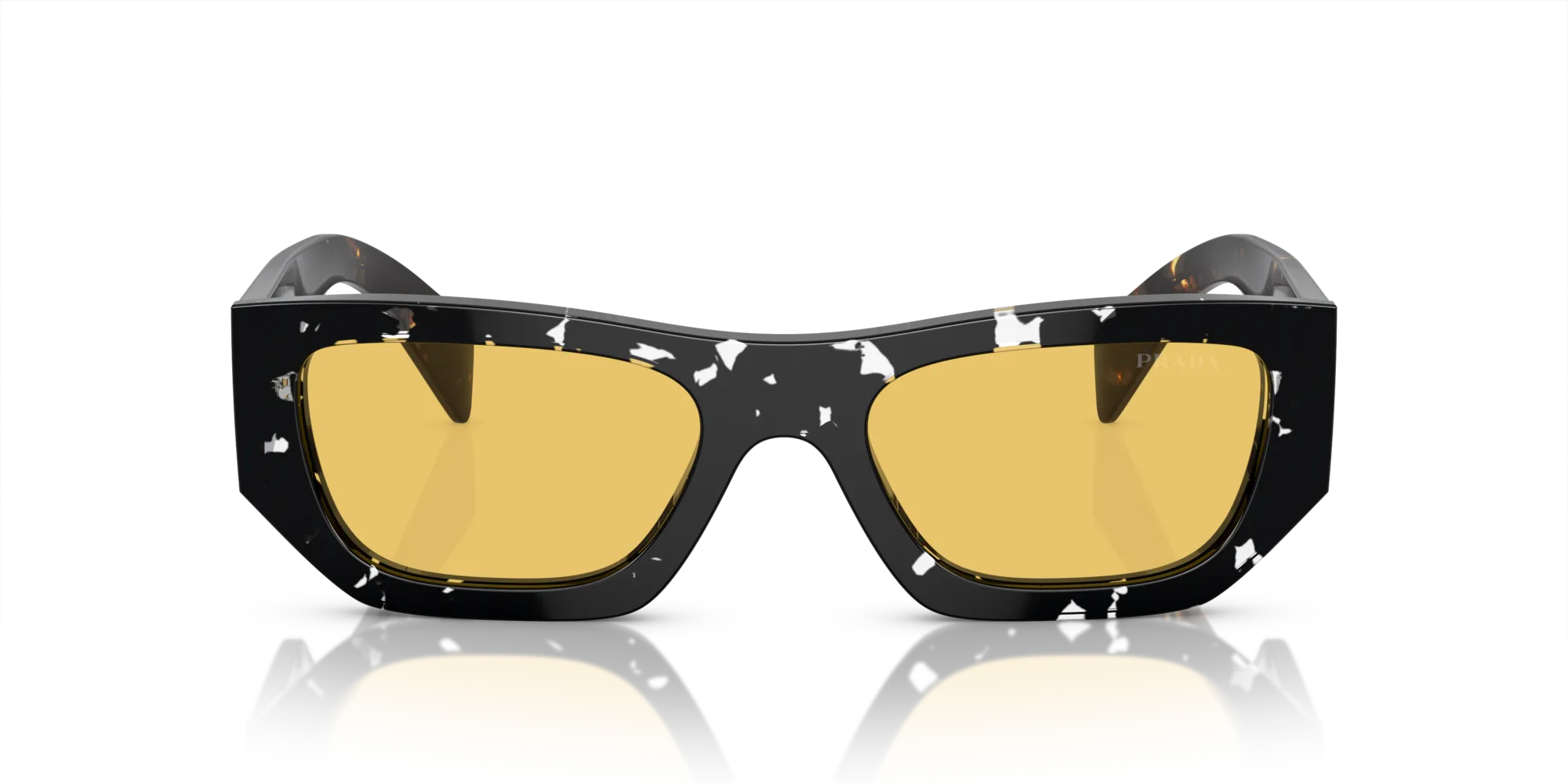 Prada PR A01S 15O10C Occhiali da sole Acetato Marrone Giallo Pillow Normale - immagine 3