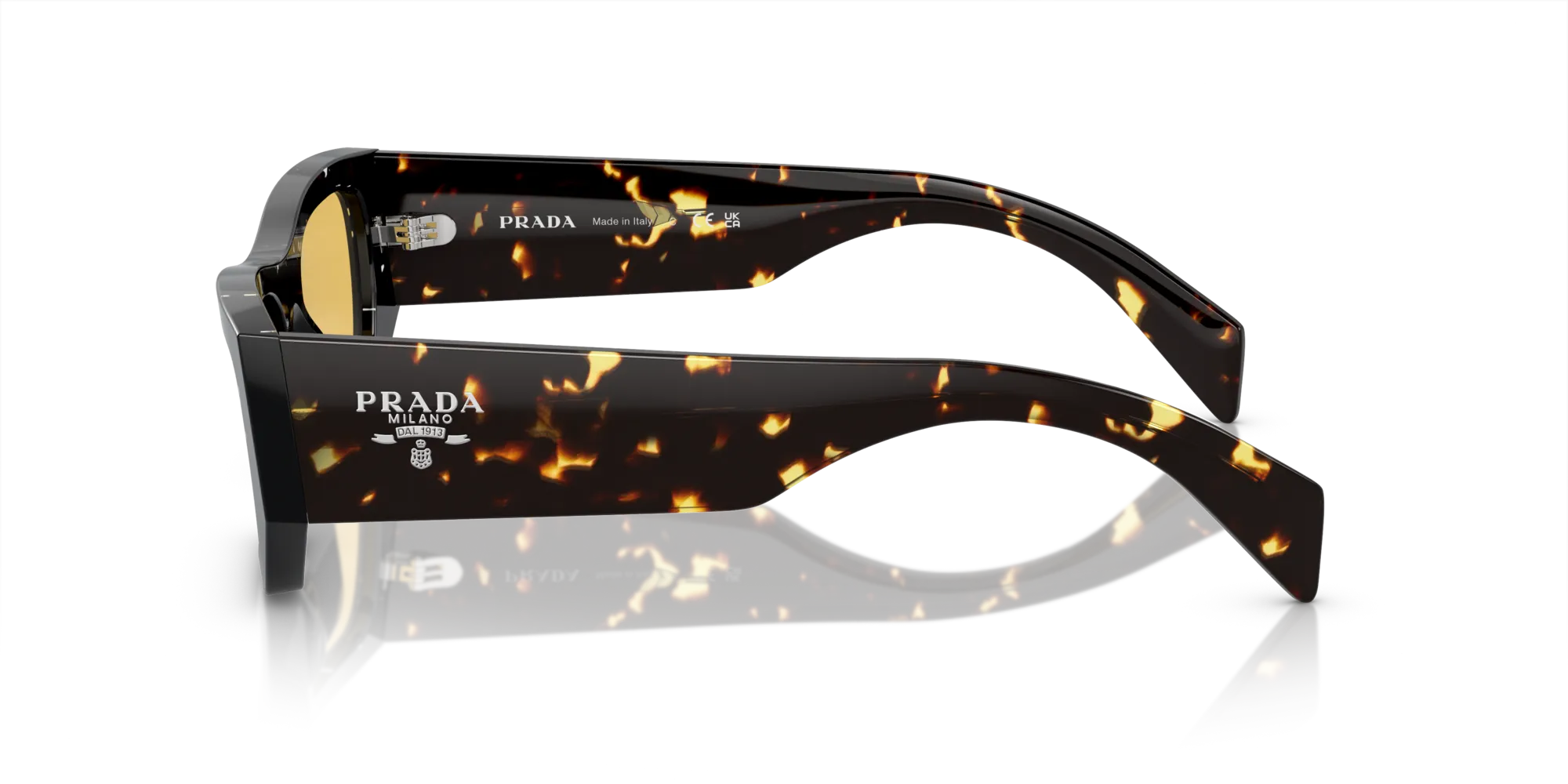 Prada PR A01S 15O10C Occhiali da sole Acetato Marrone Giallo Pillow Normale - immagine 4