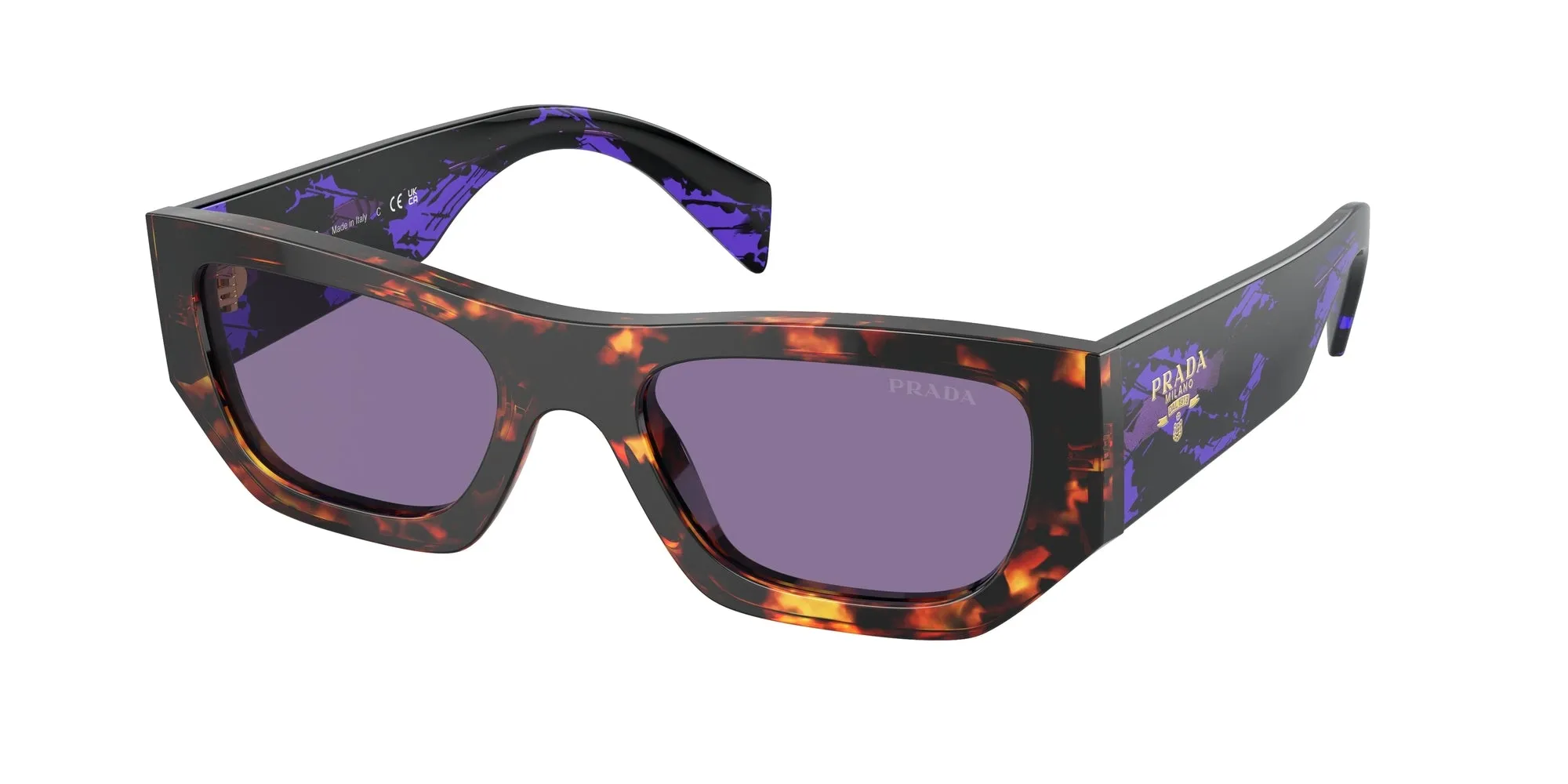 Prada PR A01S 14O50B Occhiali da sole Acetato Tartaruga Viola Pillow Normale Specchiato - immagine 1
