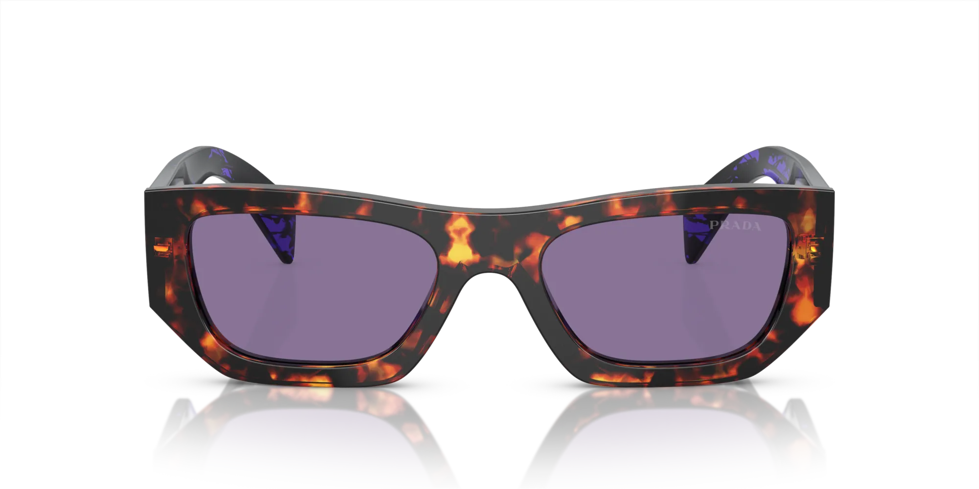 Prada PR A01S 14O50B Occhiali da sole Acetato Tartaruga Viola Pillow Normale Specchiato - immagine 3