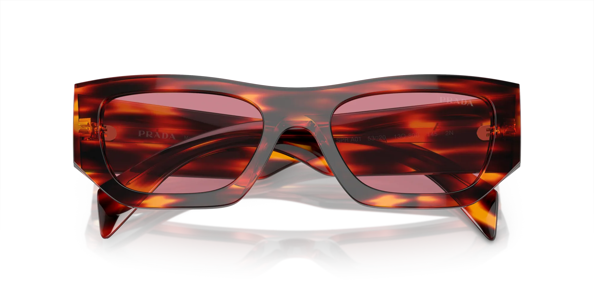 Prada PR A01S 13O80B Occhiali da sole Acetato Rosso Viola Pillow Normale - immagine 2