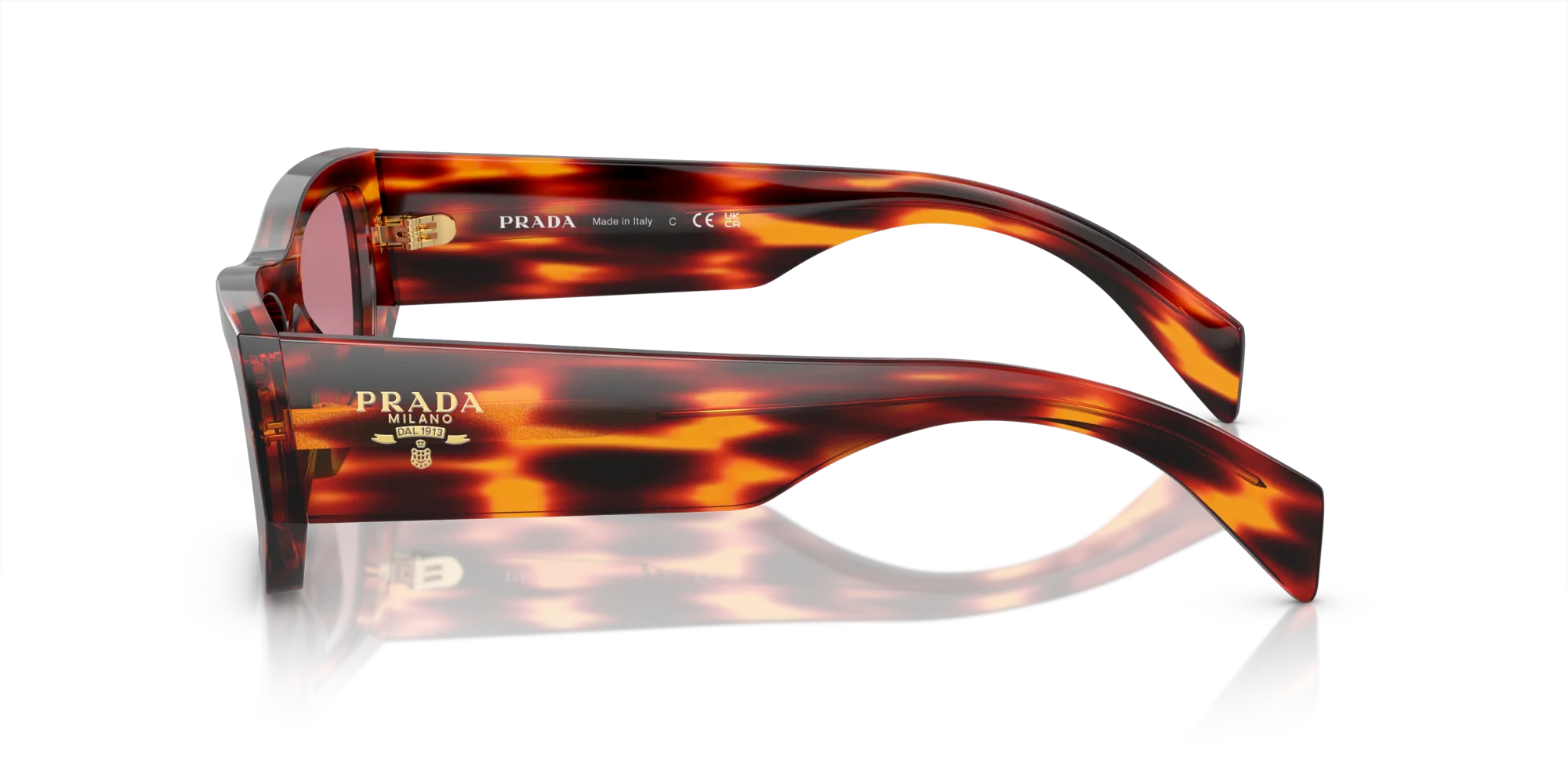 Prada PR A01S 13O80B Occhiali da sole Acetato Rosso Viola Pillow Normale - immagine 4