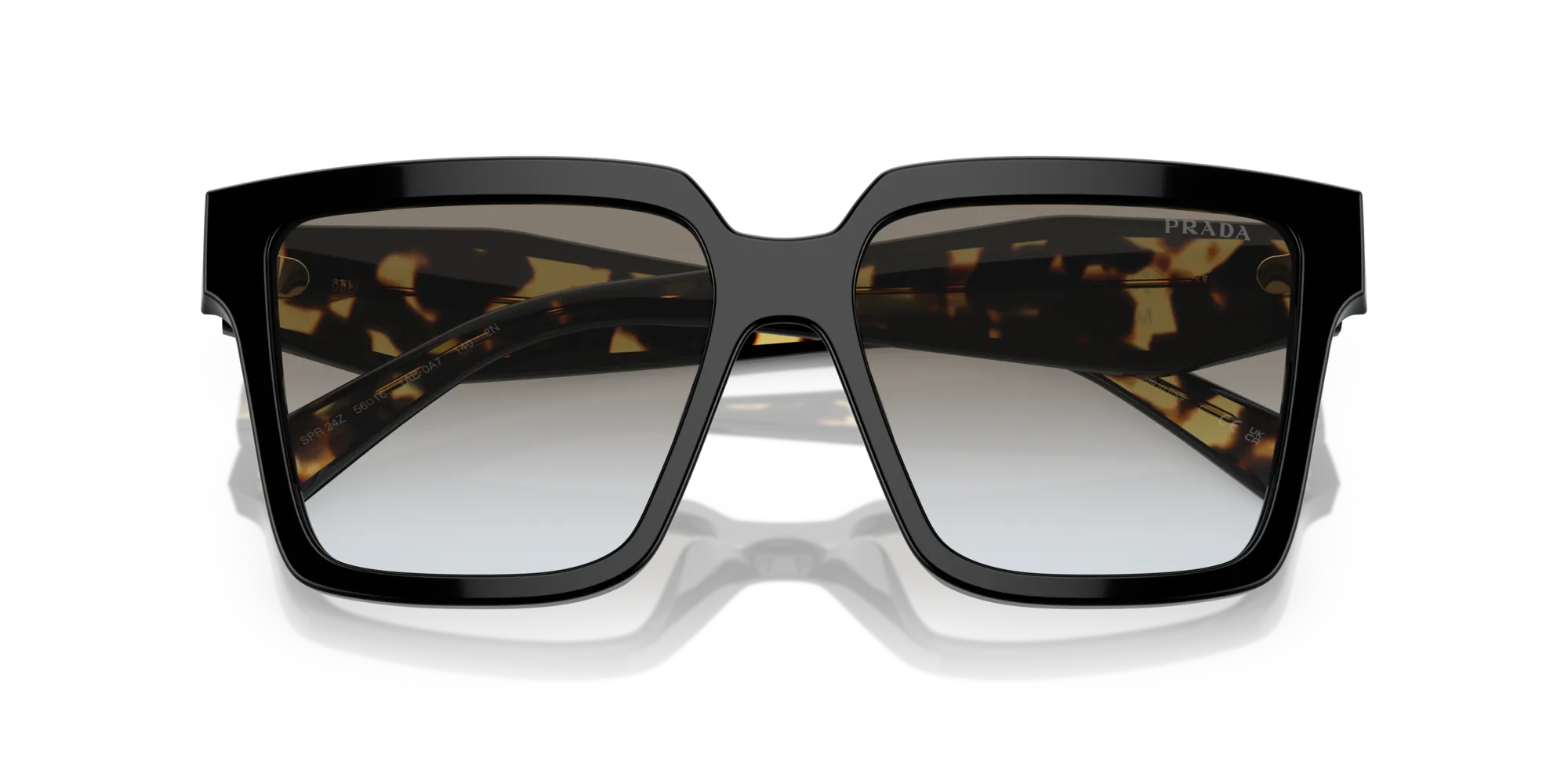 Prada PR 24ZS 1AB0A7 Occhiali da sole Acetato Nero Grigio Squadrata Normale Sfumato - immagine 2
