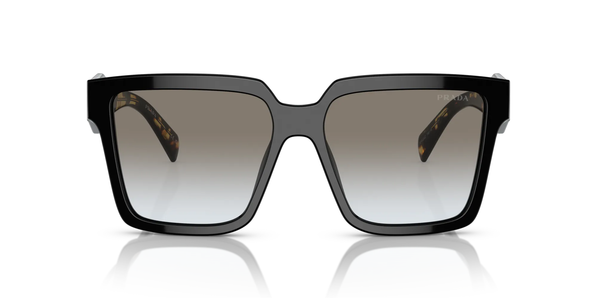 Prada PR 24ZS 1AB0A7 Occhiali da sole Acetato Nero Grigio Squadrata Normale Sfumato - immagine 3