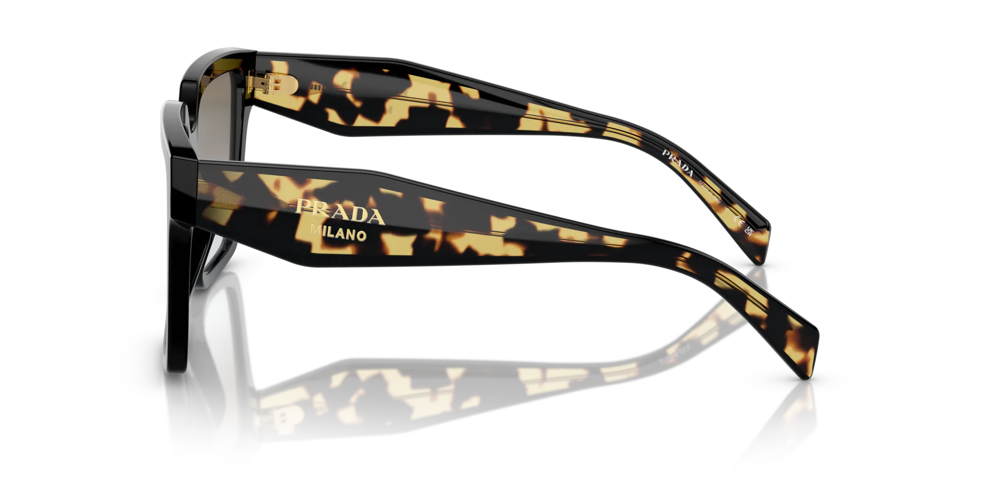Prada PR 24ZS 1AB0A7 Occhiali da sole Acetato Nero Grigio Squadrata Normale Sfumato - immagine 4