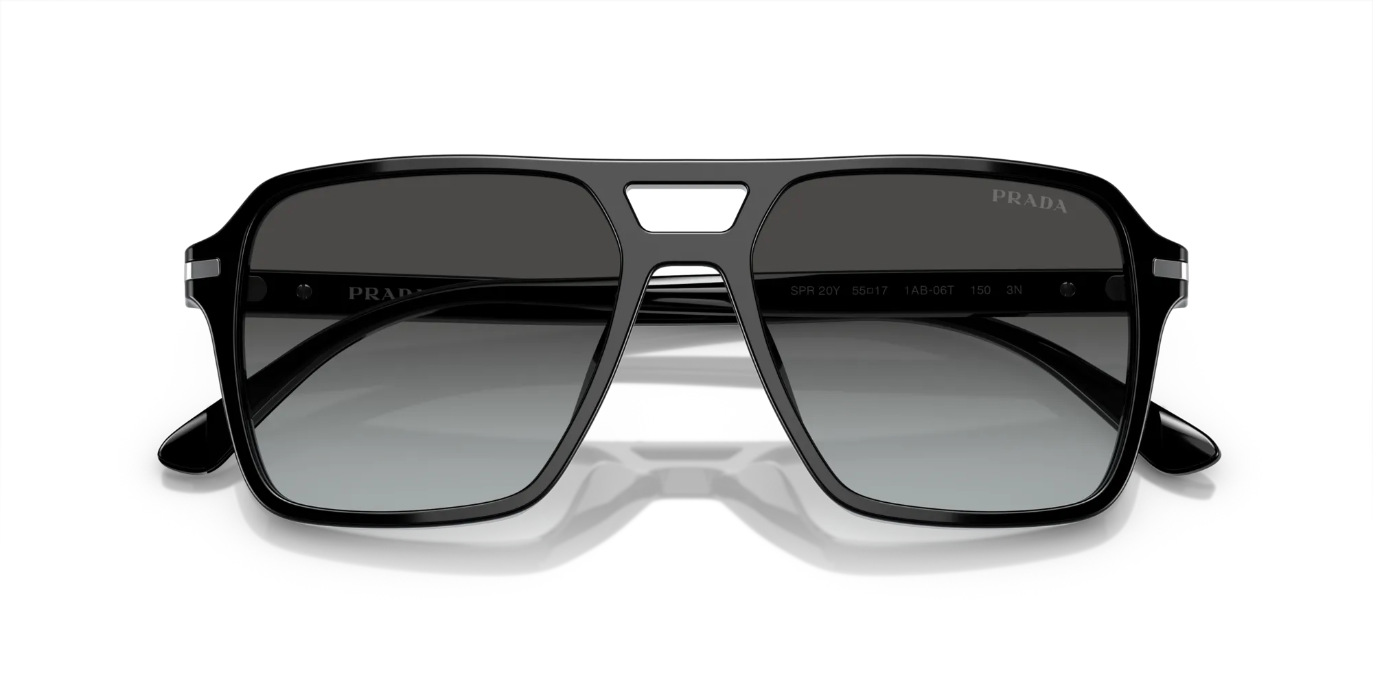 Prada PR 20YS 1AB06T Occhiali da sole Acetato Nero Grigio Pilot Normale Sfumato - immagine 2