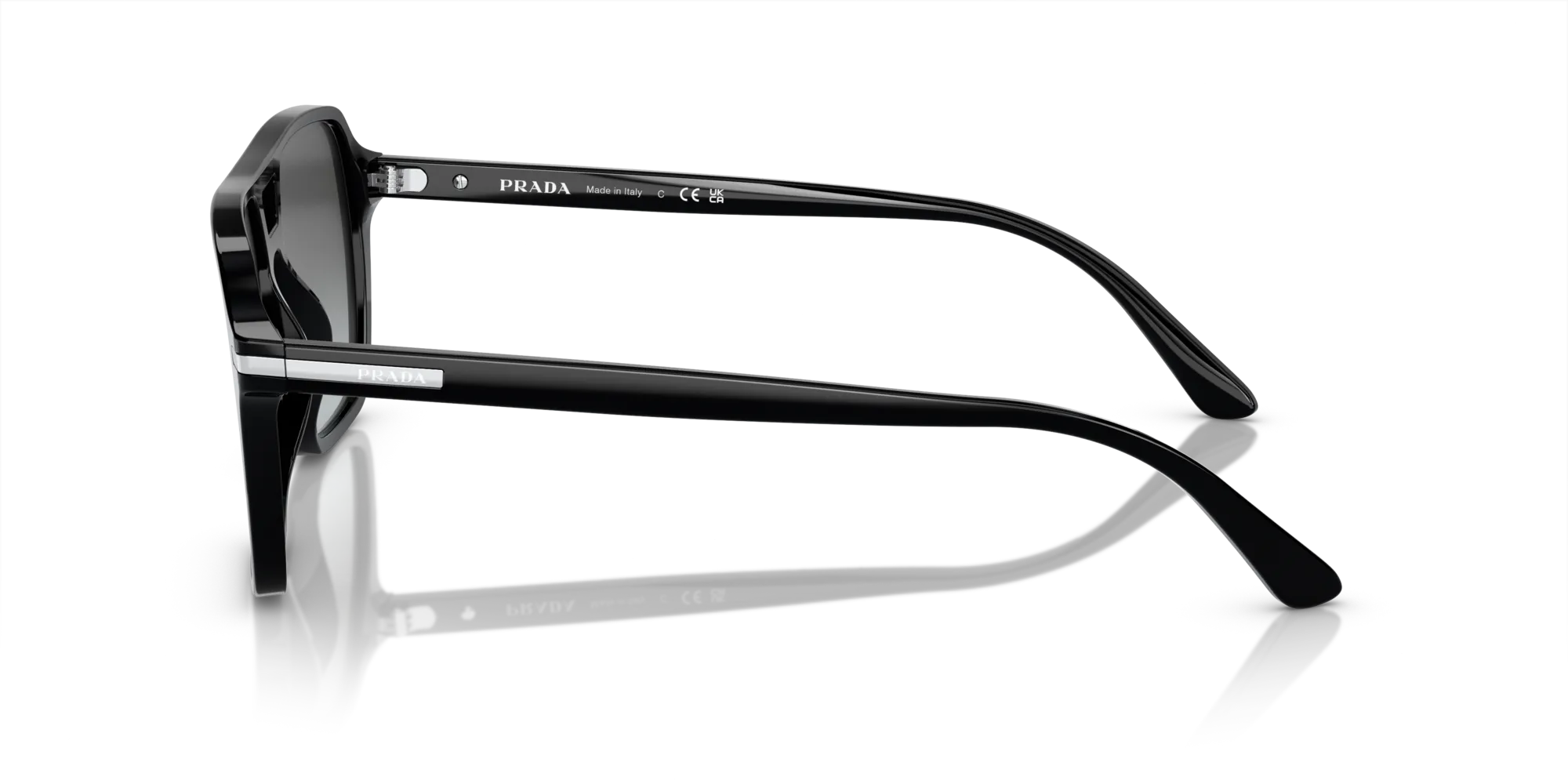 Prada PR 20YS 1AB06T Occhiali da sole Acetato Nero Grigio Pilot Normale Sfumato - immagine 4
