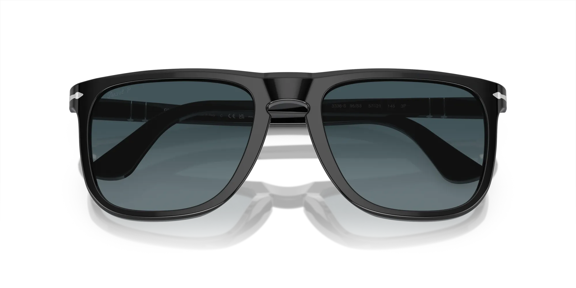 Persol PO3336S 95/S3 Occhiali da sole Acetato Nero Blu Pilot Polarizzata Sfumato - immagine 2