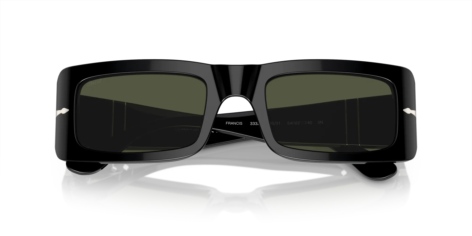 Persol PO3332S FRANCIS 95/31 Occhiali da sole Acetato Nero Verde Squadrata Normale - immagine 2