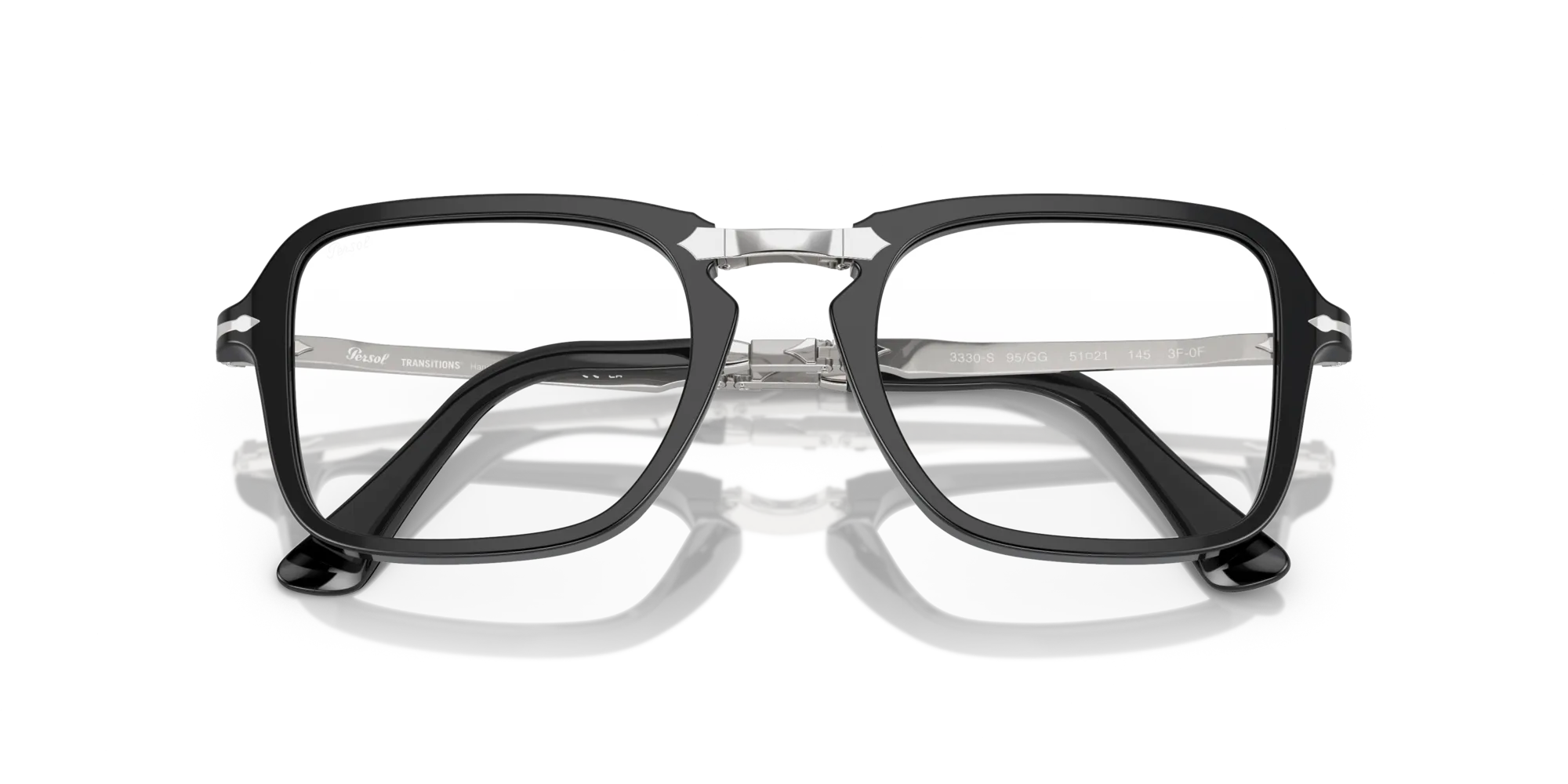 Persol PO3330S 95/GG Occhiali da sole Acetato Nero Blu Squadrata Fotocromatiche Fotocromatico - immagine 2