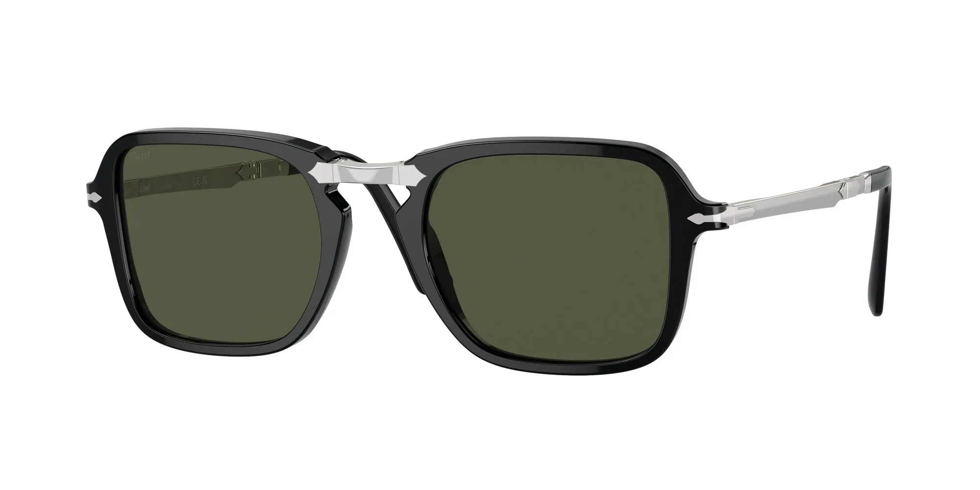 Persol PO3330S 95/31 Occhiali da sole Acetato Nero Verde Squadrata Normale - immagine 1