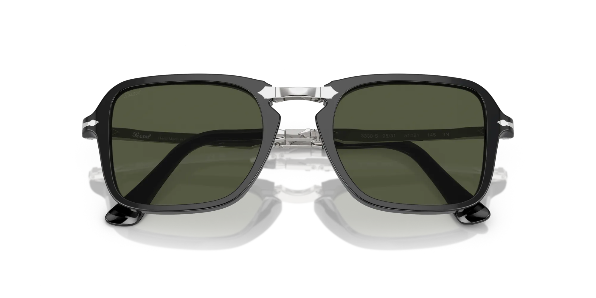 Persol PO3330S 95/31 Occhiali da sole Acetato Nero Verde Squadrata Normale - immagine 2
