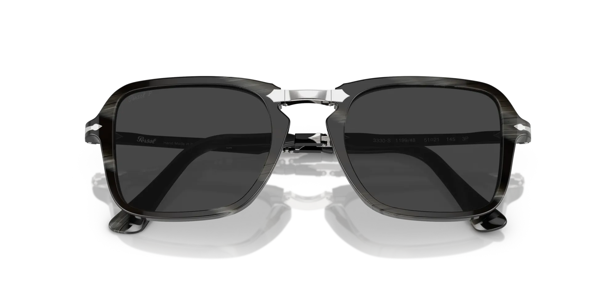 Persol PO3330S 119948 Occhiali da sole Acetato Nero Grigio Squadrata Polarizzata - immagine 2