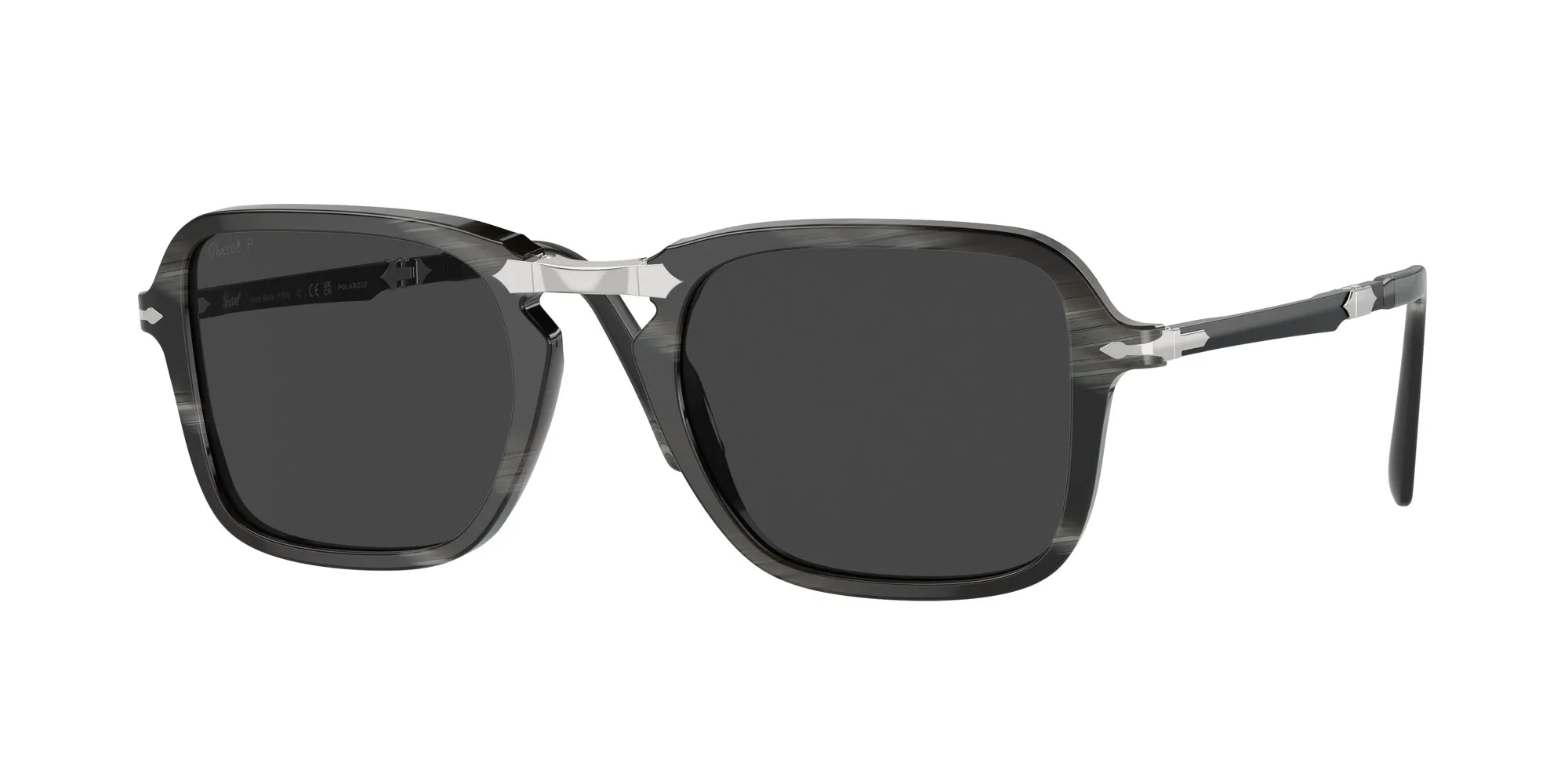 Persol PO3330S 119948 Occhiali da sole Acetato Nero Grigio Squadrata Polarizzata - immagine 1