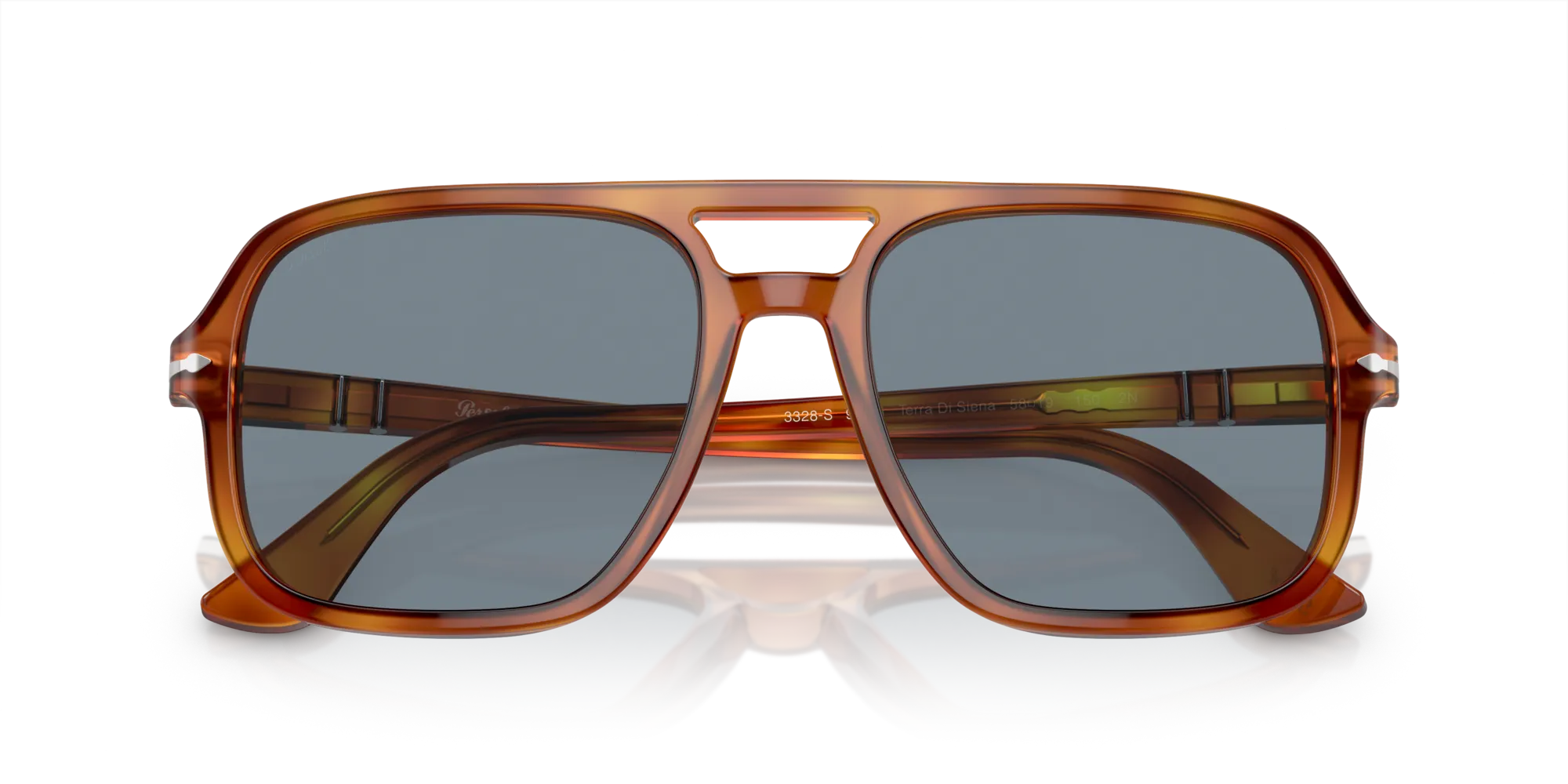 Persol PO3328S 96/56 Occhiali da sole Acetato Marrone Blu Pilot Normale - immagine 2