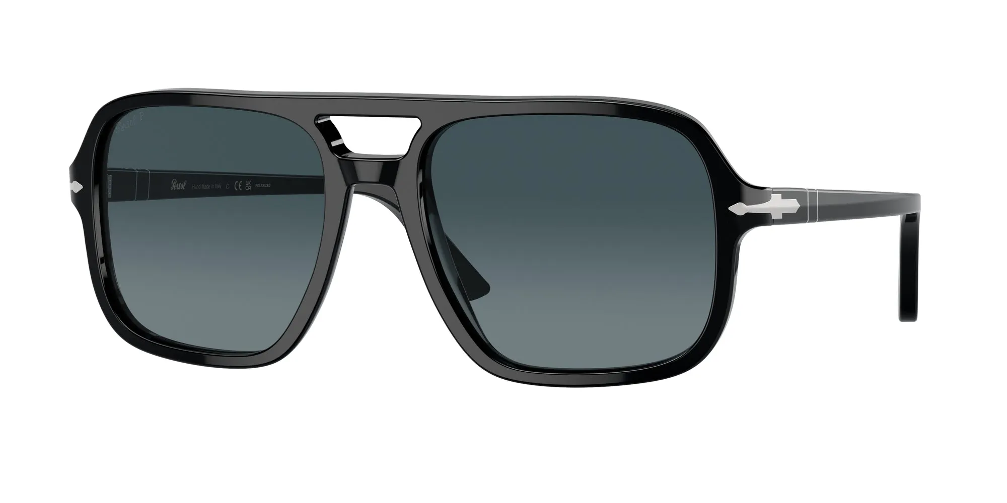 Persol PO3328S 95/S3 Occhiali da sole Acetato Nero Blu Pilot Polarizzata Sfumato - immagine 1