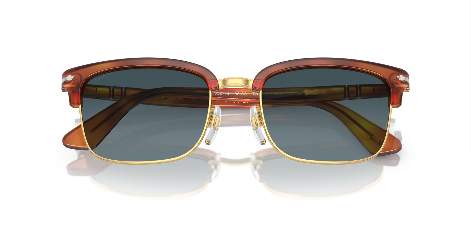 Persol PO3327S 96/S3 Occhiali da sole Acetato Tartaruga Blu Squadrata Polarizzata Sfumato - immagine 2