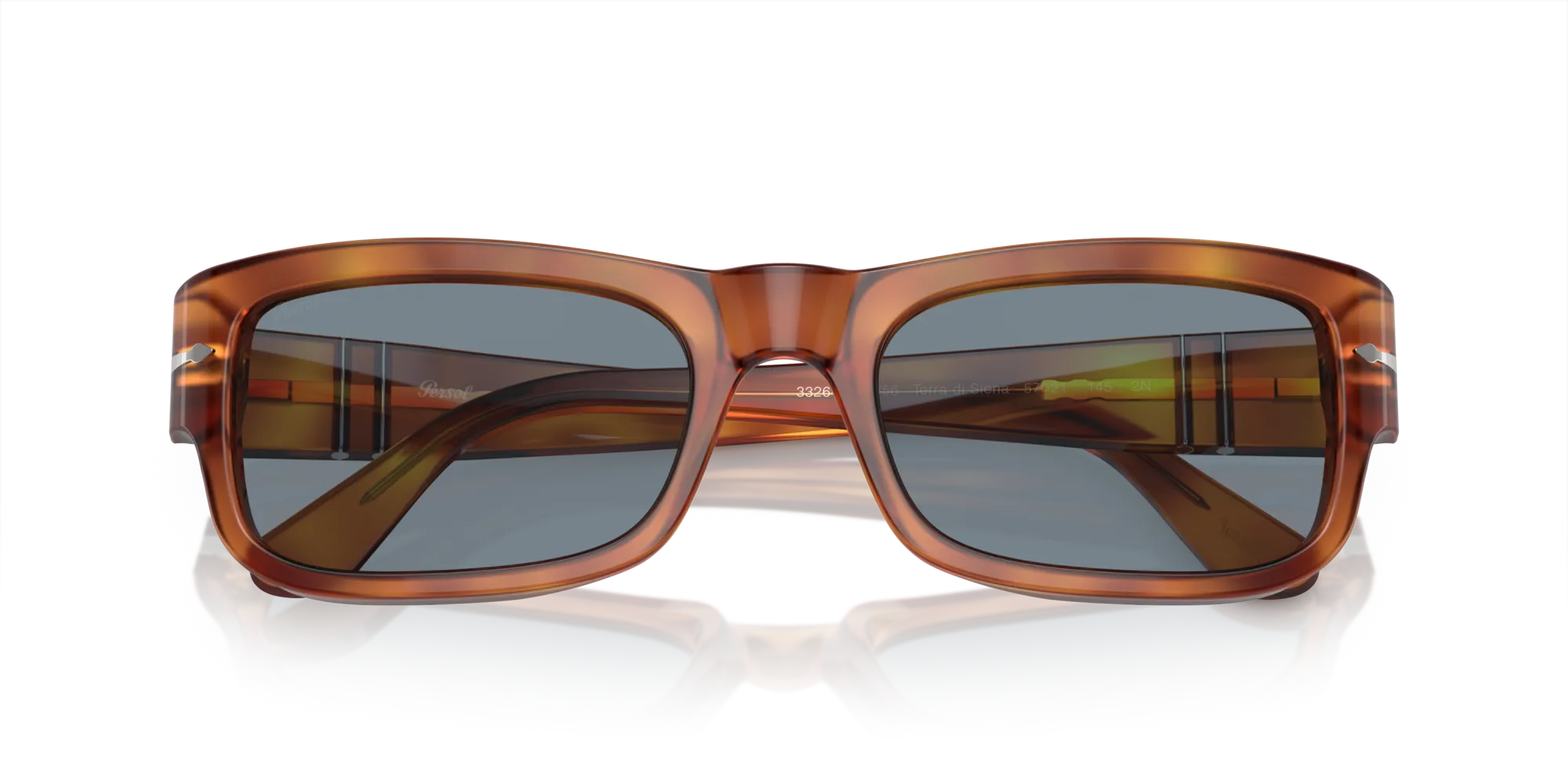 Persol PO3326S 96/56 Occhiali da sole Acetato Marrone Blu Squadrata Normale - immagine 2