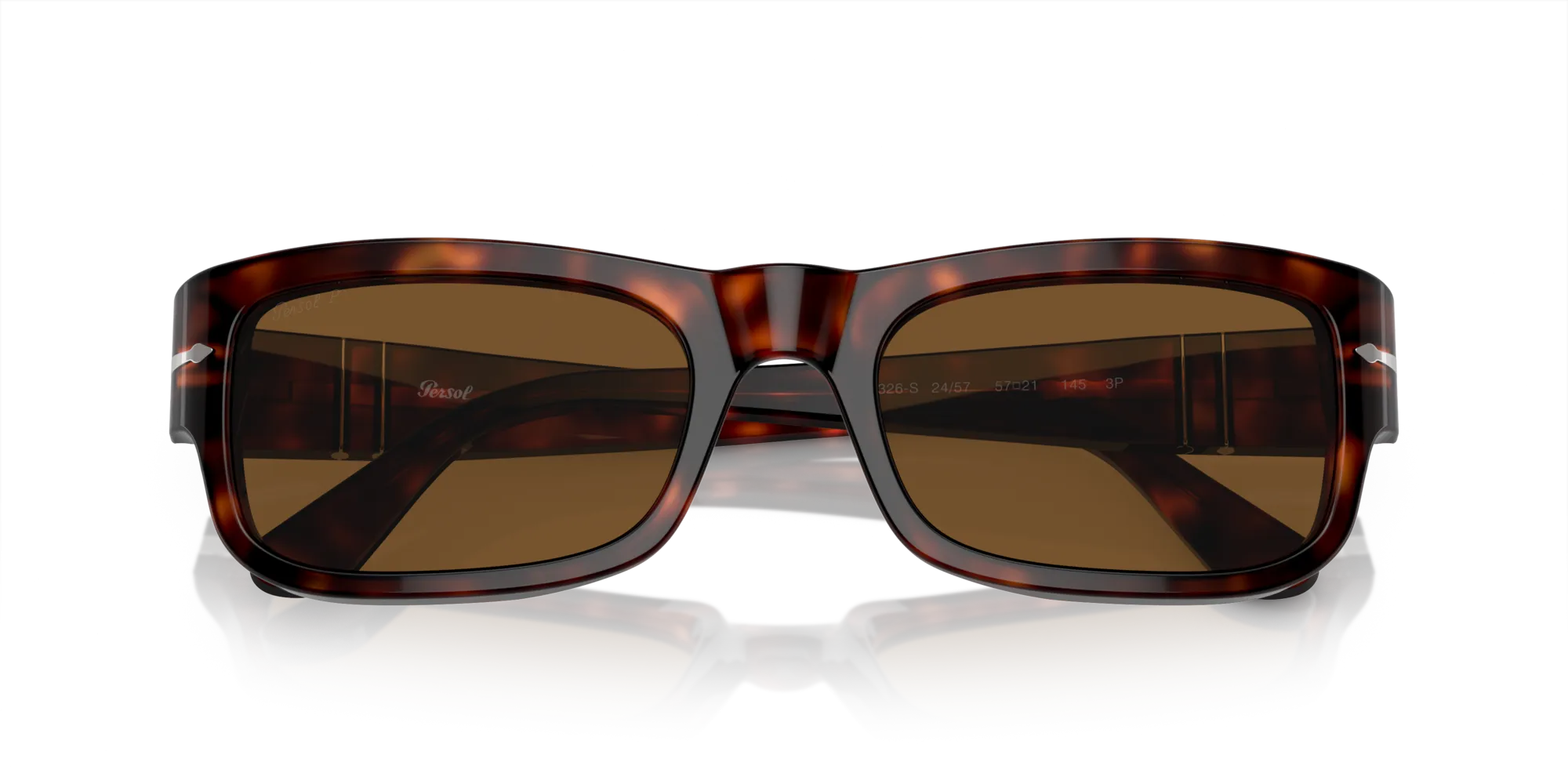 Persol PO3326S 24/57 Occhiali da sole Acetato Tartaruga Marrone Squadrata Polarizzata - immagine 2