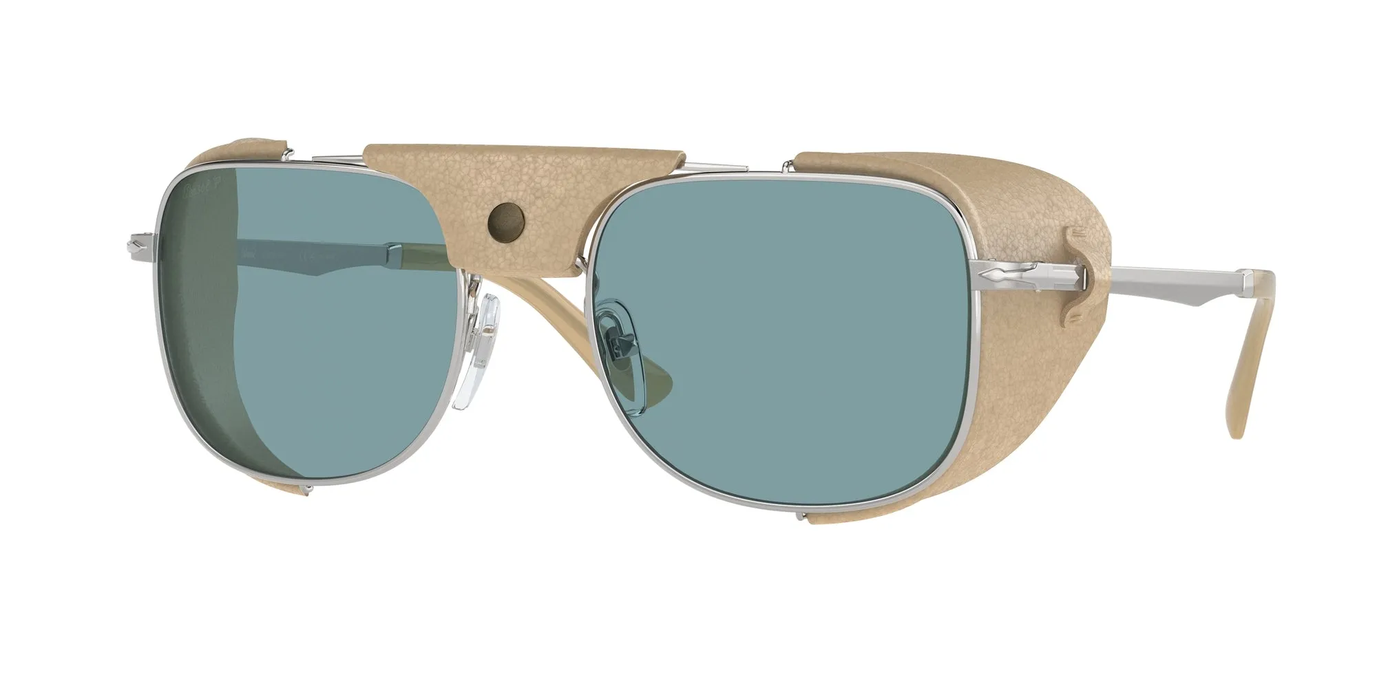 Persol PO1013SZ 1155P1 Occhiali da sole Metallo Argento Blu Squadrata Polarizzata - immagine 1