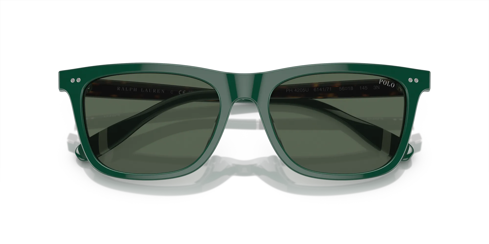 Polo Ralph Lauren PH4205U 614171 Occhiali da sole Acetato Verde Verde Squadrata Normale - immagine 2