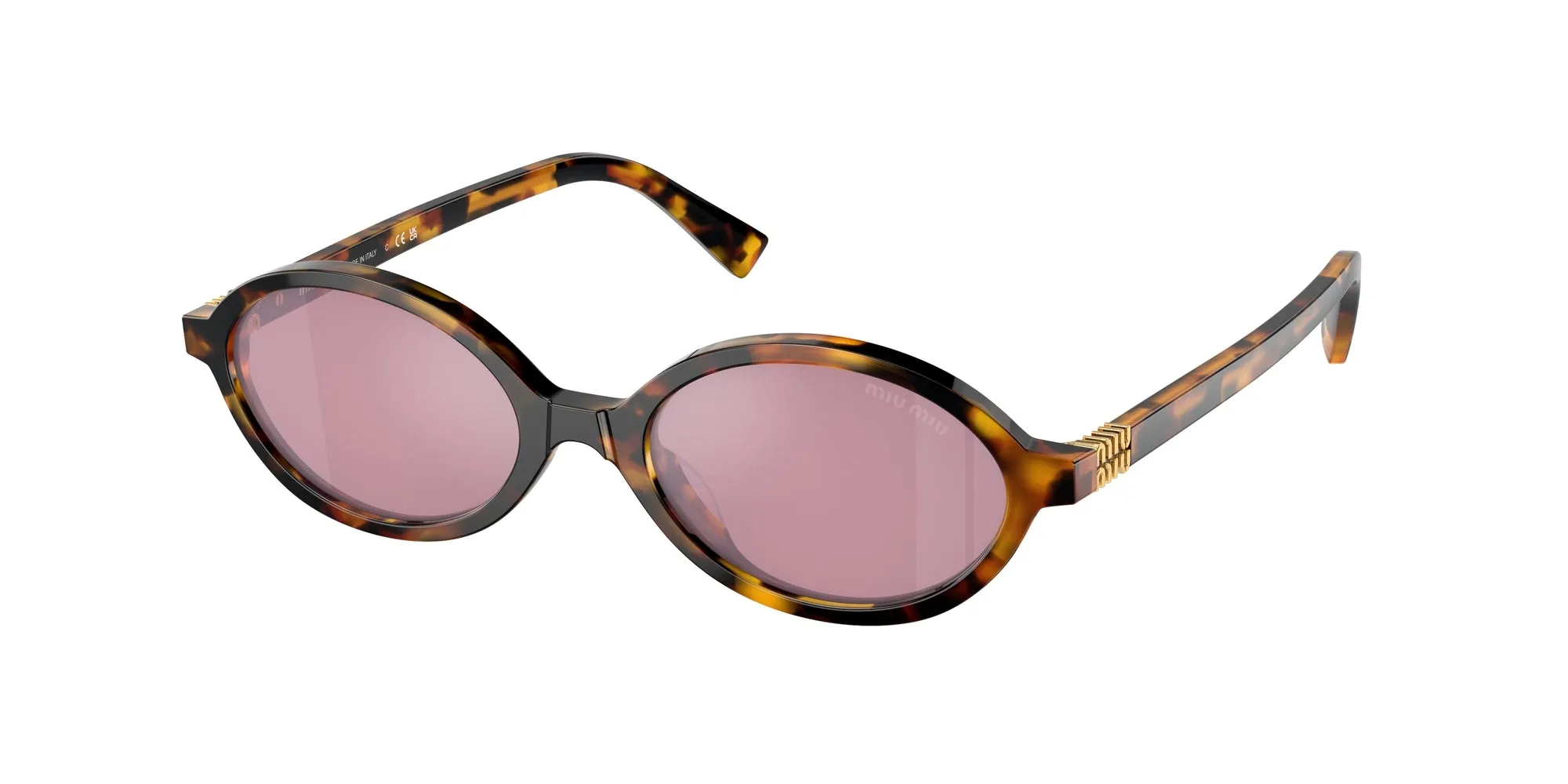Miu Miu MU 04ZS VAU50D Occhiali da sole Acetato Tartaruga Rosso Rotonda Normale - immagine 1