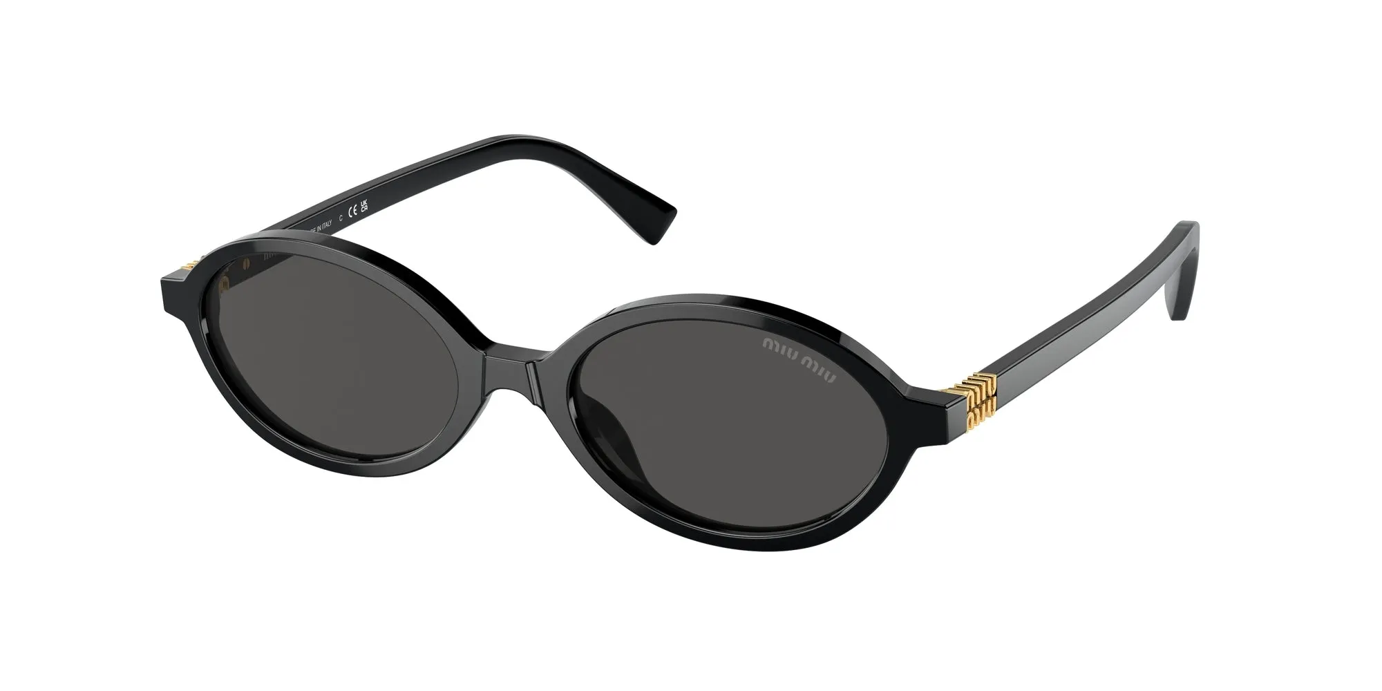 Miu Miu MU 04ZS 1AB5S0 Occhiali da sole Acetato Nero Grigio Rotonda Normale - immagine 1