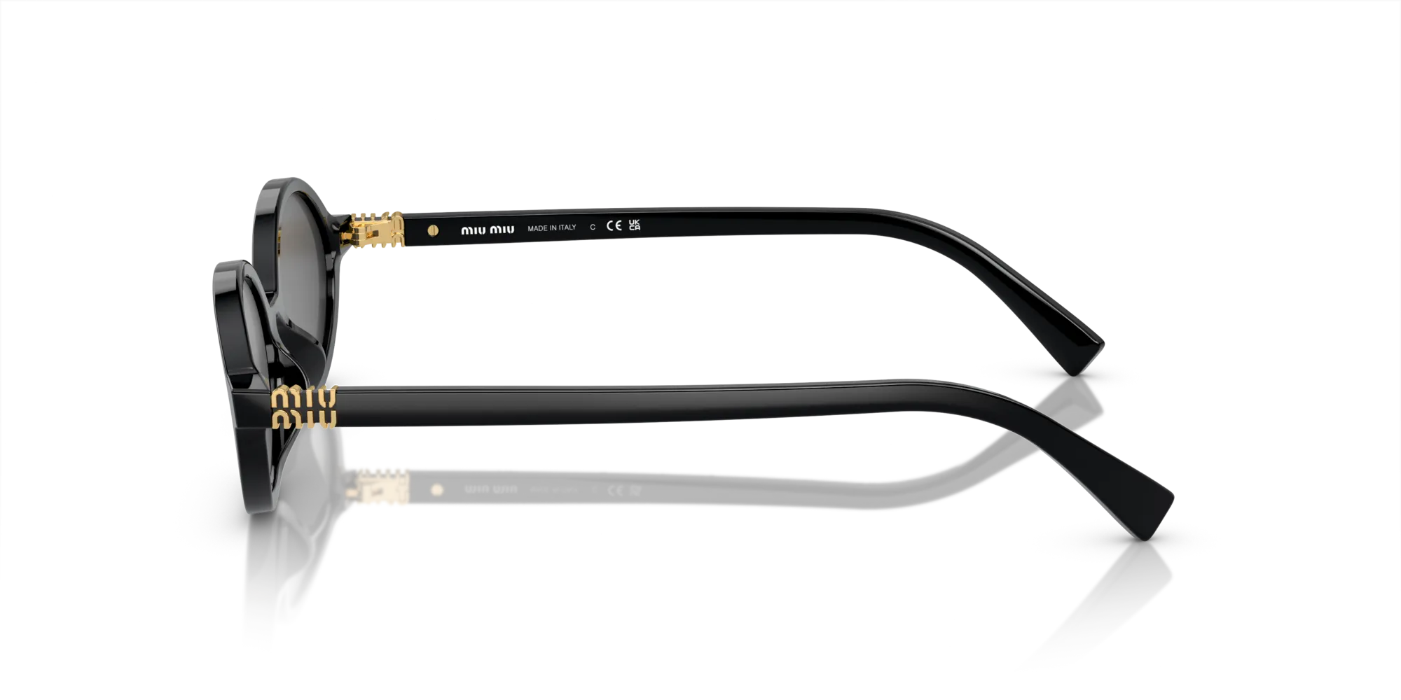Miu Miu MU 04ZS 1AB5S0 Occhiali da sole Acetato Nero Grigio Rotonda Normale - immagine 4
