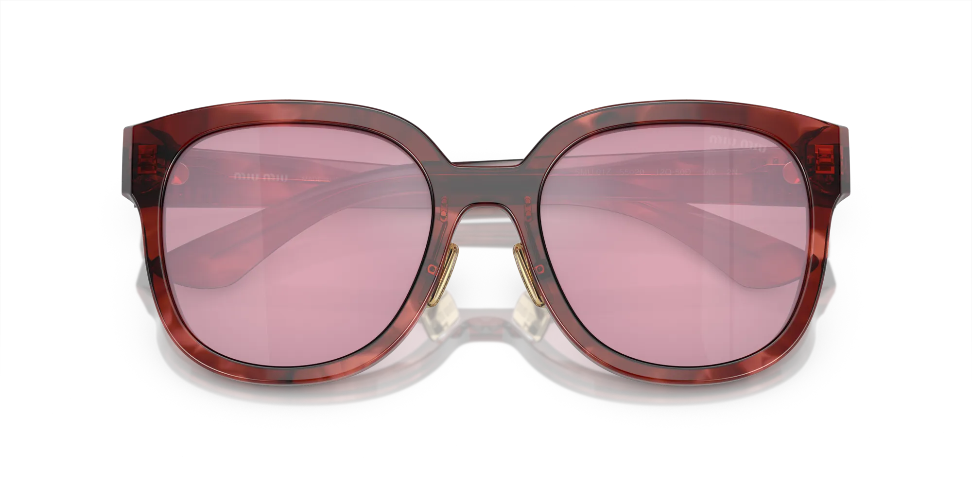 Miu Miu MU 01ZS 12Q50D Occhiali da sole Acetato Rosso Rosso Squadrata Normale Specchiato - immagine 2