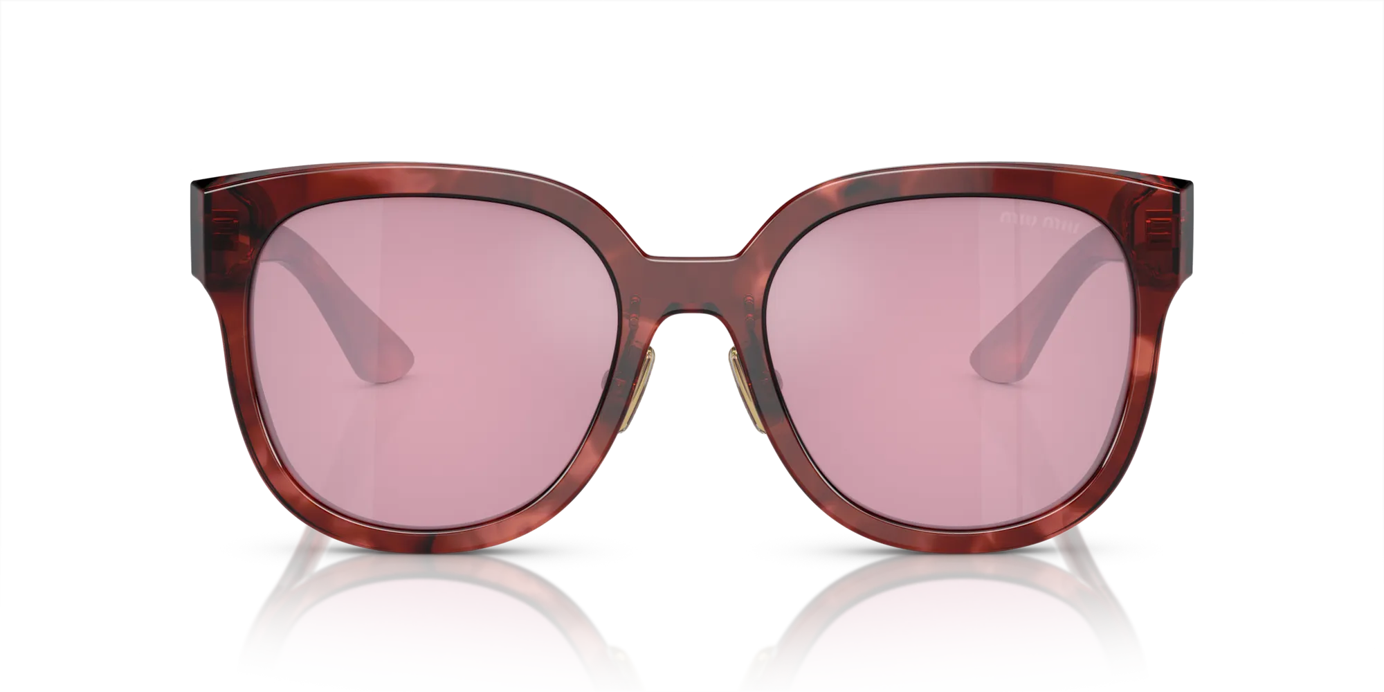 Miu Miu MU 01ZS 12Q50D Occhiali da sole Acetato Rosso Rosso Squadrata Normale Specchiato - immagine 3