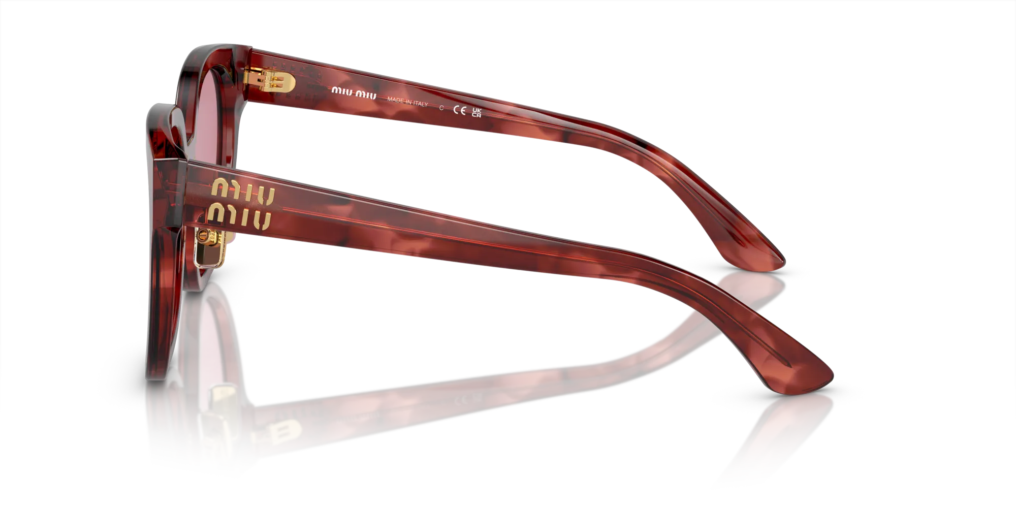 Miu Miu MU 01ZS 12Q50D Occhiali da sole Acetato Rosso Rosso Squadrata Normale Specchiato - immagine 4