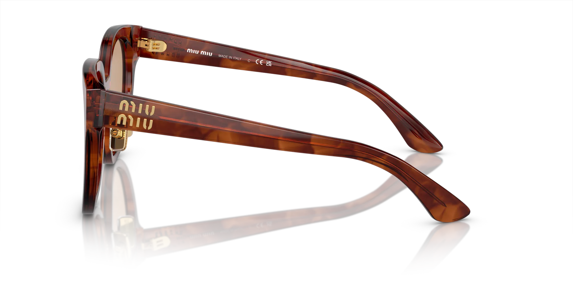 Miu Miu MU 01ZS 11Q40D Occhiali da sole Acetato Marrone Arancione Squadrata Normale Specchiato - immagine 4